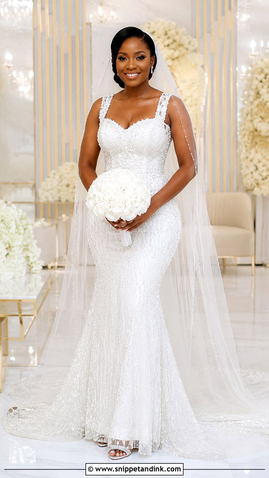 Nigerian White Beaded Wedding Dress - Snippet and Ink - 20 Nigerian White Wedding Dresses