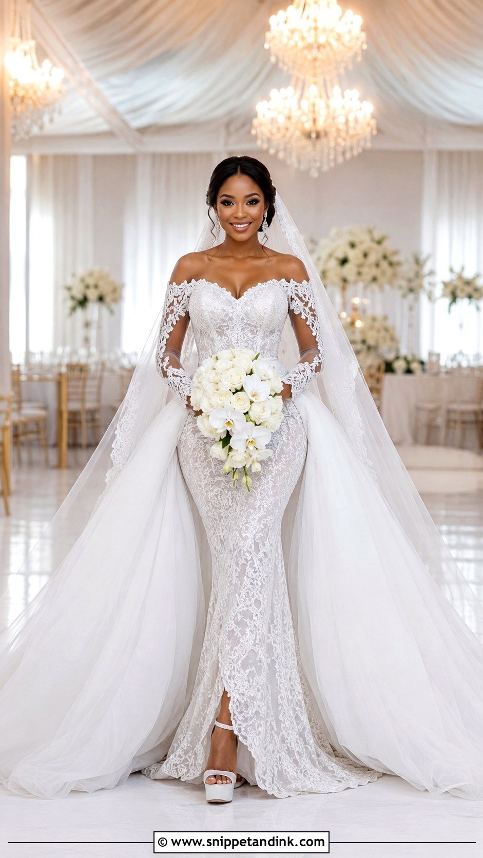 Nigerian White Detachable Overskirt Wedding Dress - Snippet and Ink - 20 Nigerian White Wedding Dresses