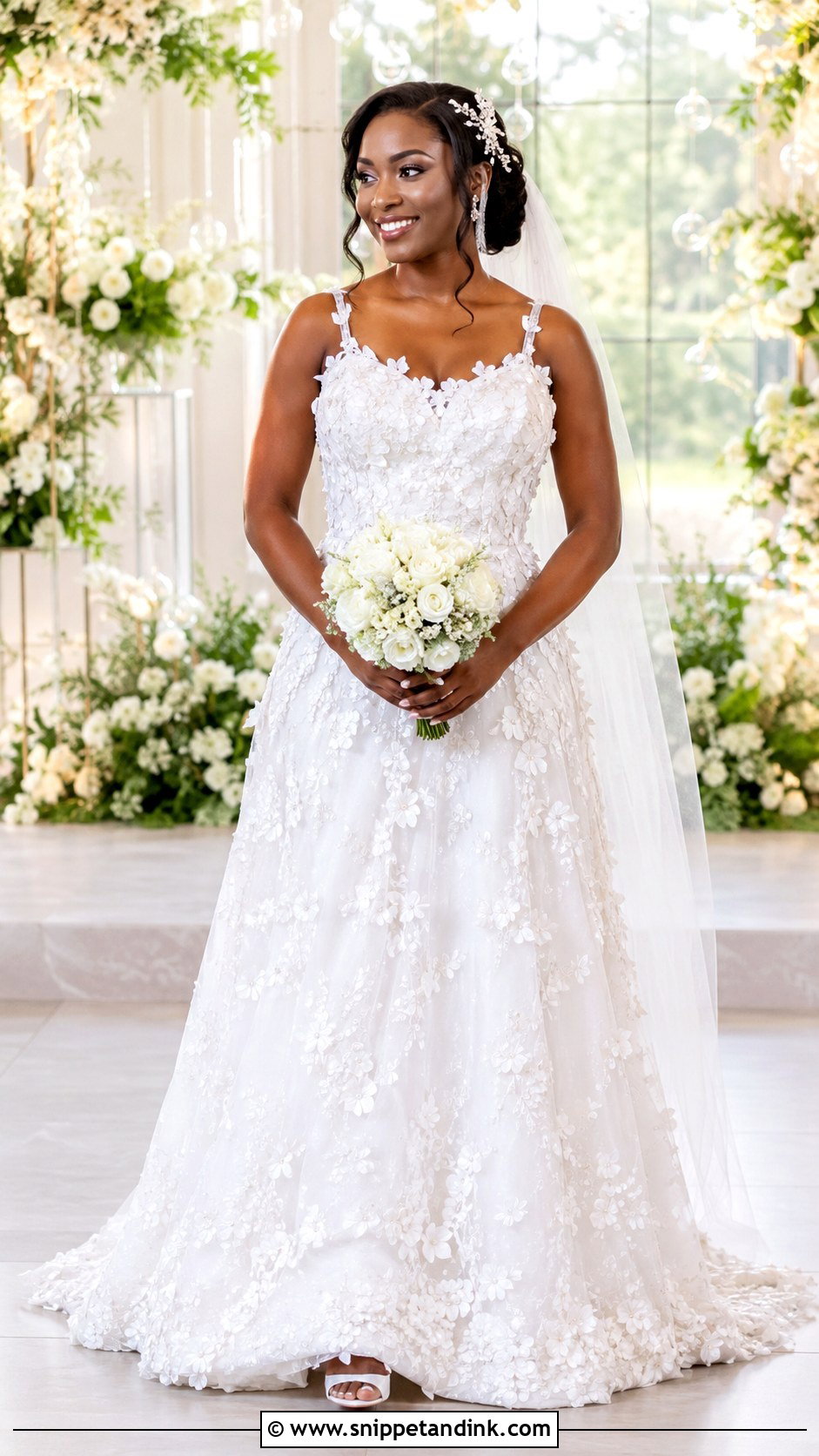 Nigerian White Floral Applique Wedding Dress - Snippet and Ink - 20 Nigerian White Wedding Dresses