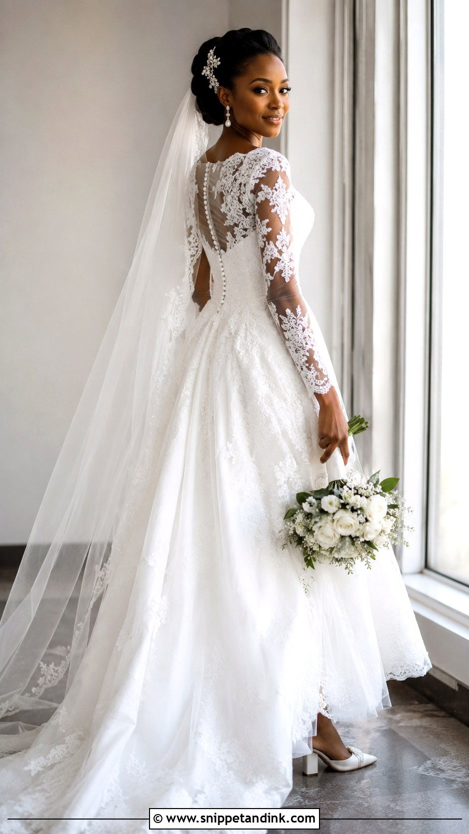 Nigerian White Long Sleeve Lace Wedding Dress - Snippet and Ink - 20 Nigerian White Wedding Dresses
