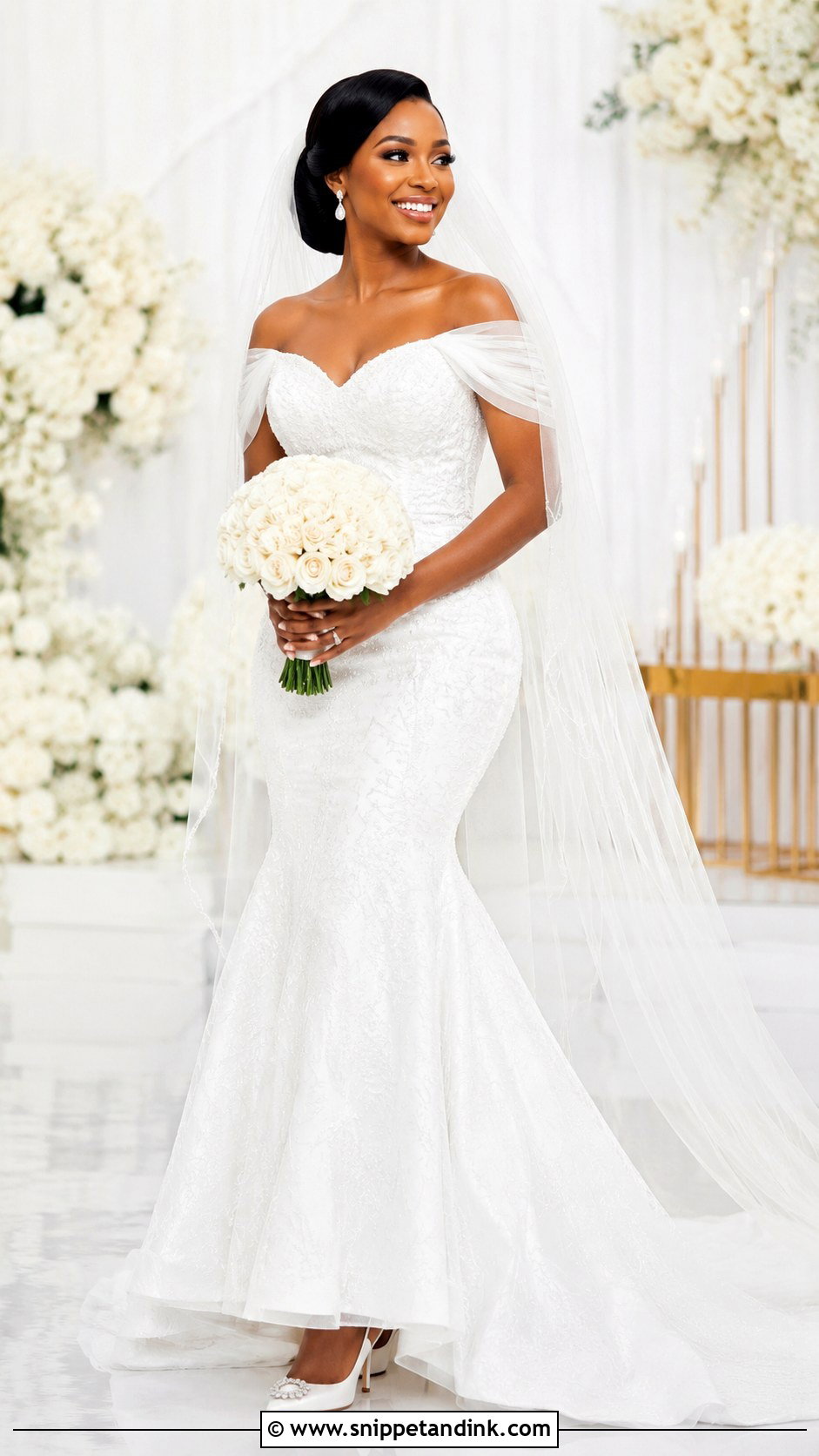 Nigerian White Off Shoulder Wedding Dress - Snippet and Ink - 20 Nigerian White Wedding Dresses