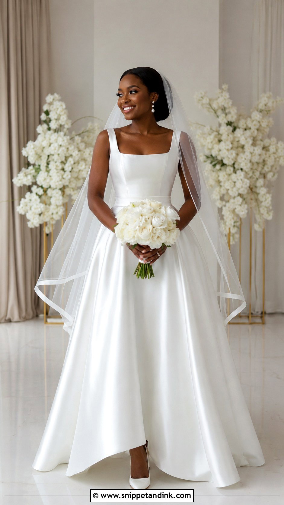 Nigerian White Satin A Line Wedding Dress - Snippet and Ink - 20 Nigerian White Wedding Dresses