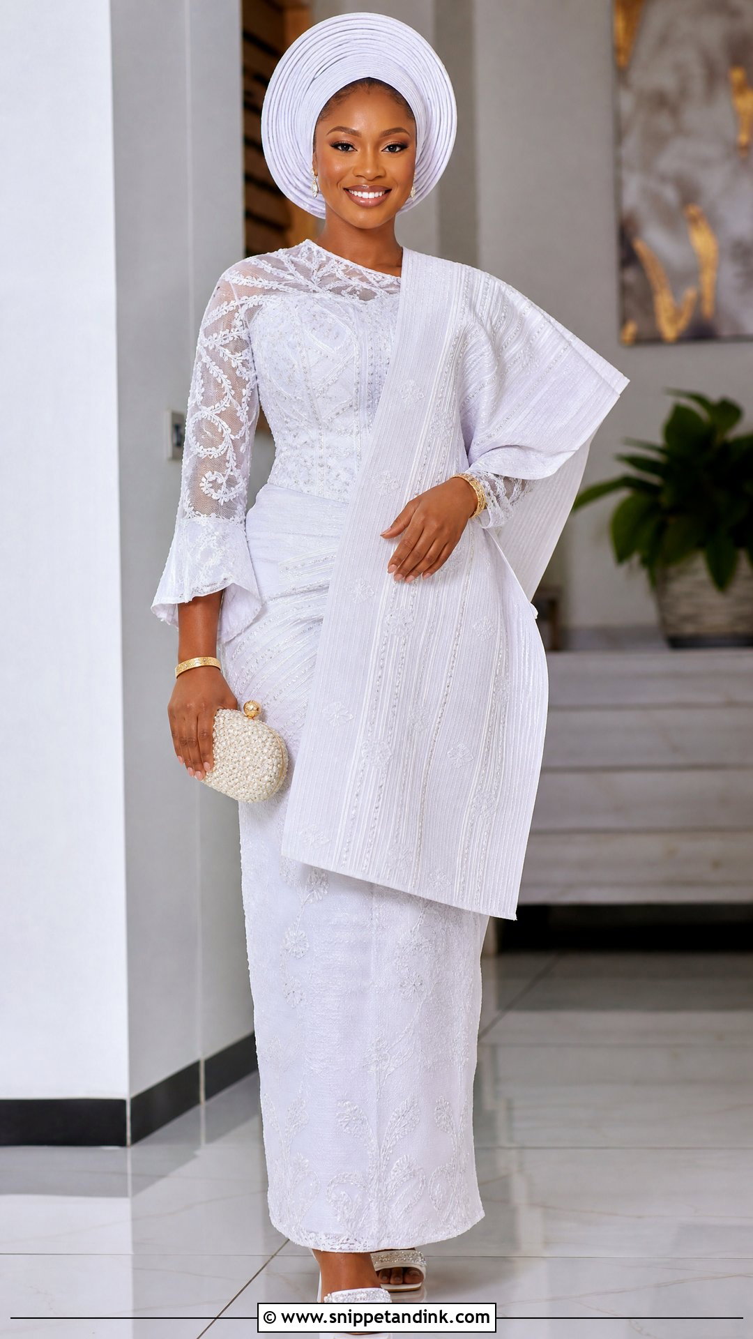 Nigerian White Traditional Wedding Dress - Snippet and Ink - 25 Traditional Nigerian Wedding Dresses