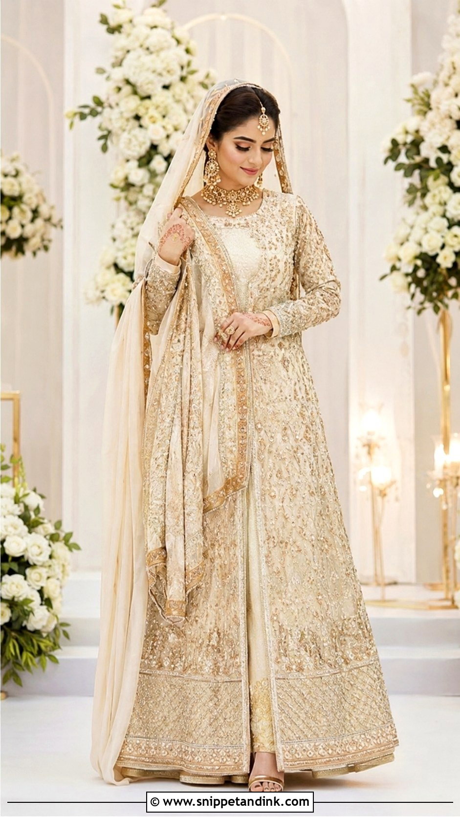 Nikkah Dress With Double Dupatta - Snippet and Ink - 30 Islamic Nikkah Outfit Ideas