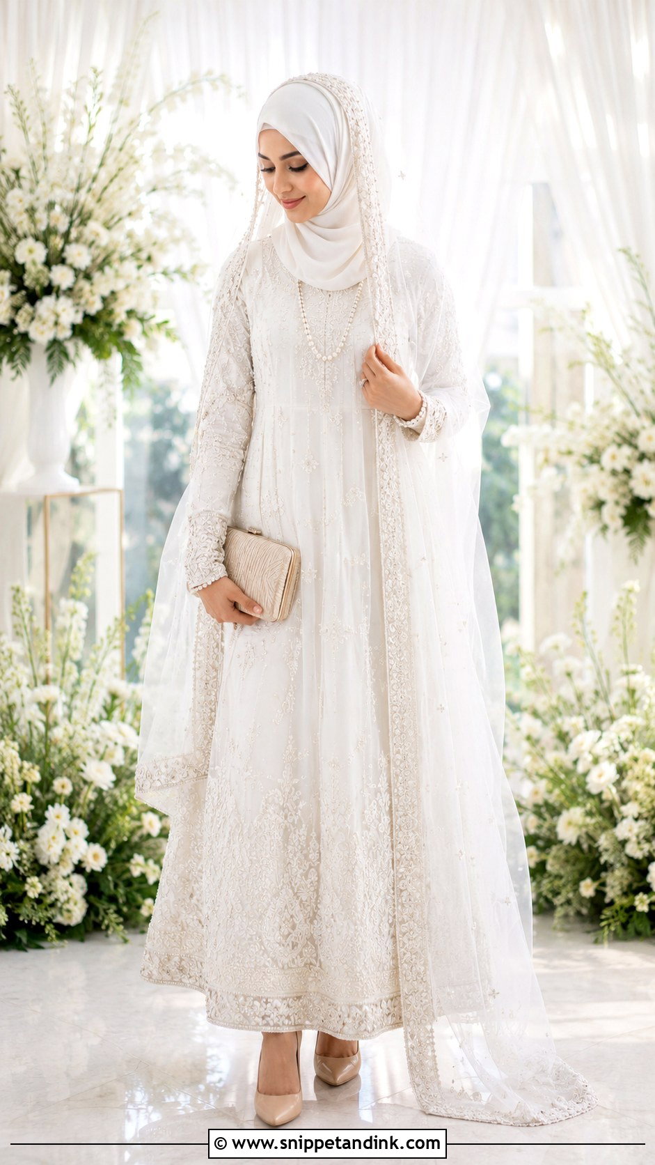 Nikkah Dress With Organza Dupatta - Snippet and Ink - 30 Islamic Nikkah Outfit Ideas