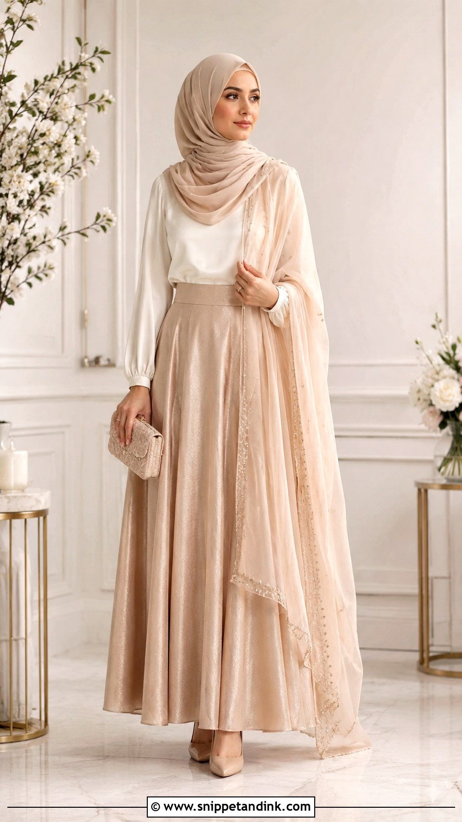 Nikkah Skirt And Blouse Outfit - Snippet and Ink - 30 Islamic Nikkah Outfit Ideas