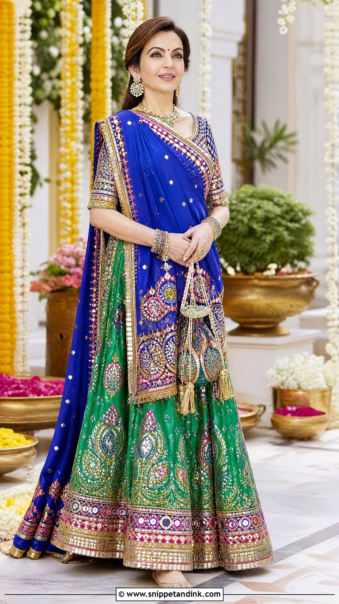 Nita Ambani Blue And Green Lehenga Saree - Snippet and Ink - 20 Neeta Ambani Wedding Outfits