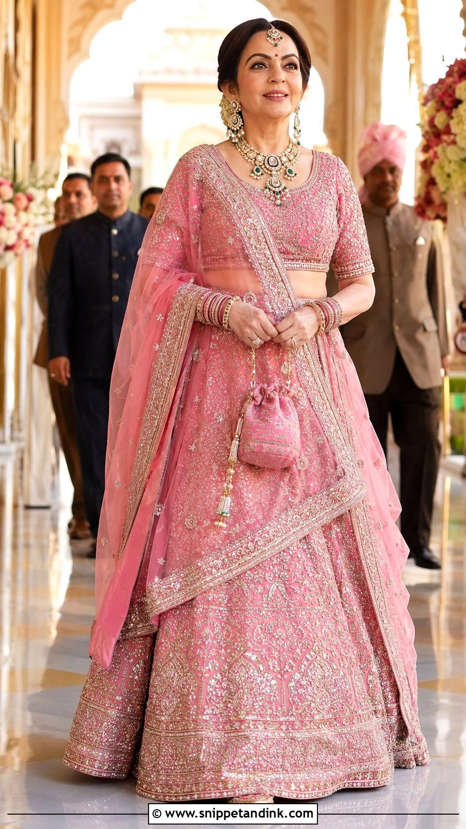 Nita Ambani Pink Baraat Lehenga - Snippet and Ink - 20 Neeta Ambani Wedding Outfits