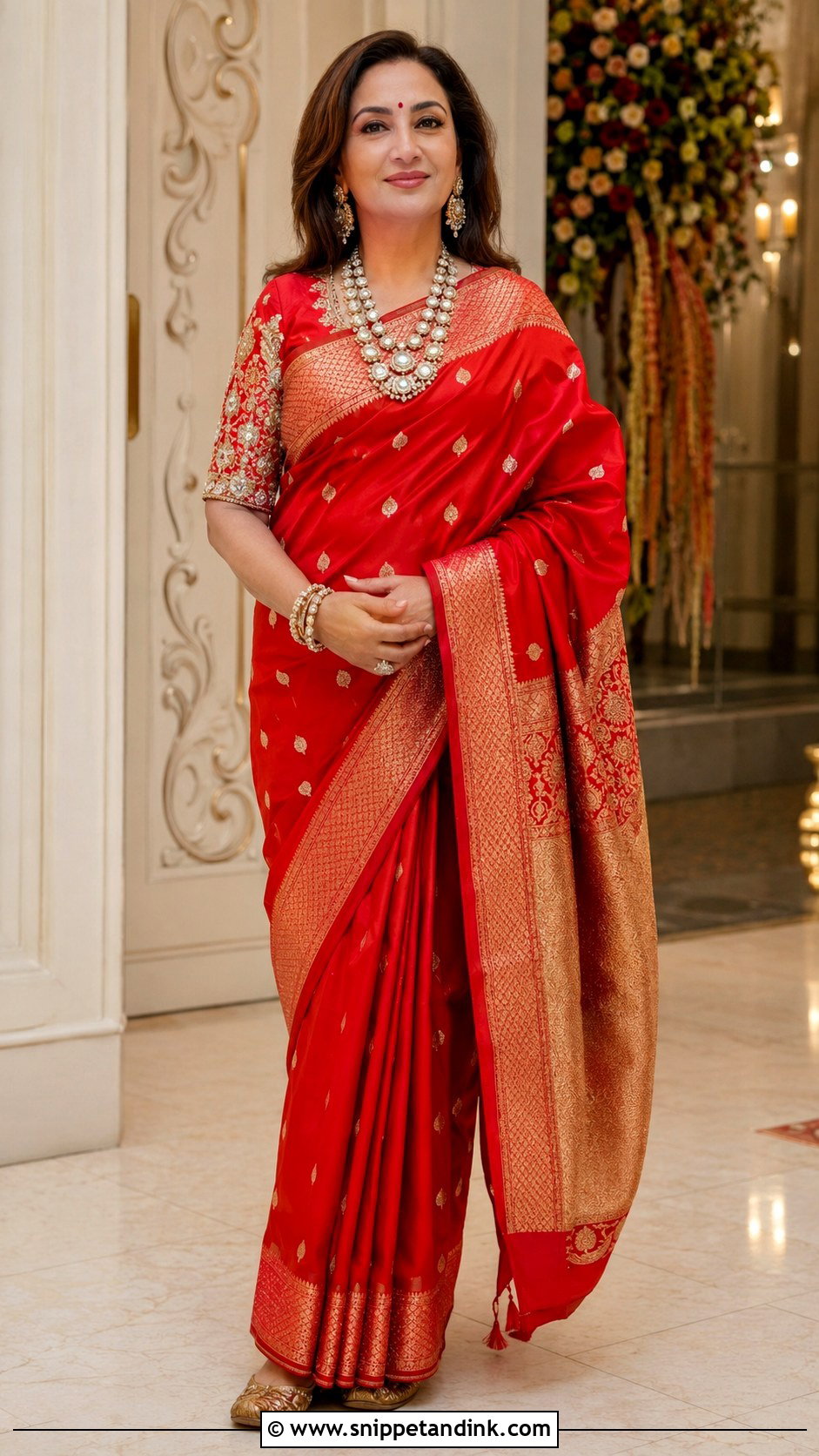 Nita Ambani Red Kanchipuram Silk Saree - Snippet and Ink - 20 Neeta Ambani Wedding Outfits