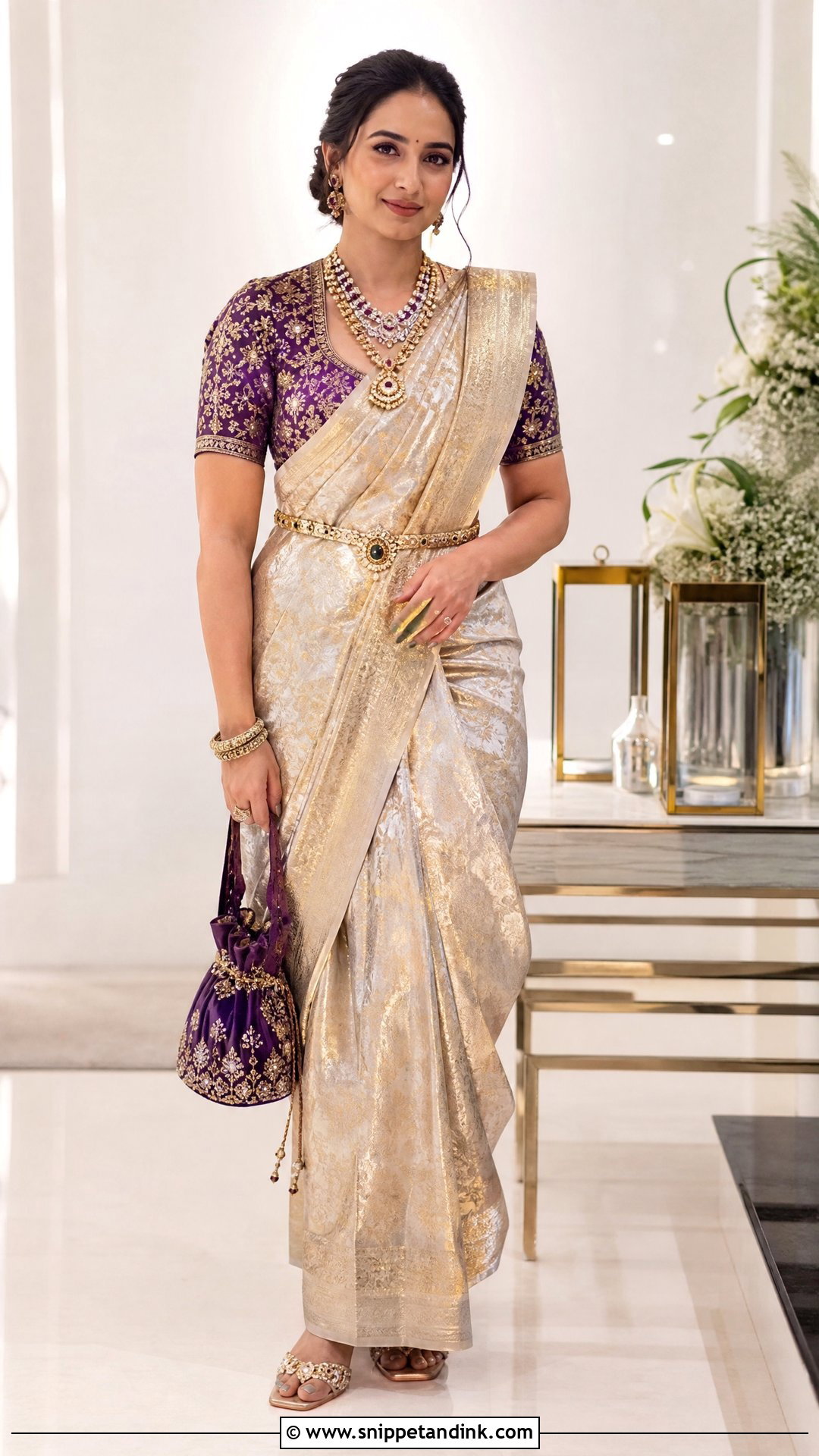 Nita Ambani Tissue Banarasi Saree - Snippet and Ink - 20 Neeta Ambani Wedding Outfits