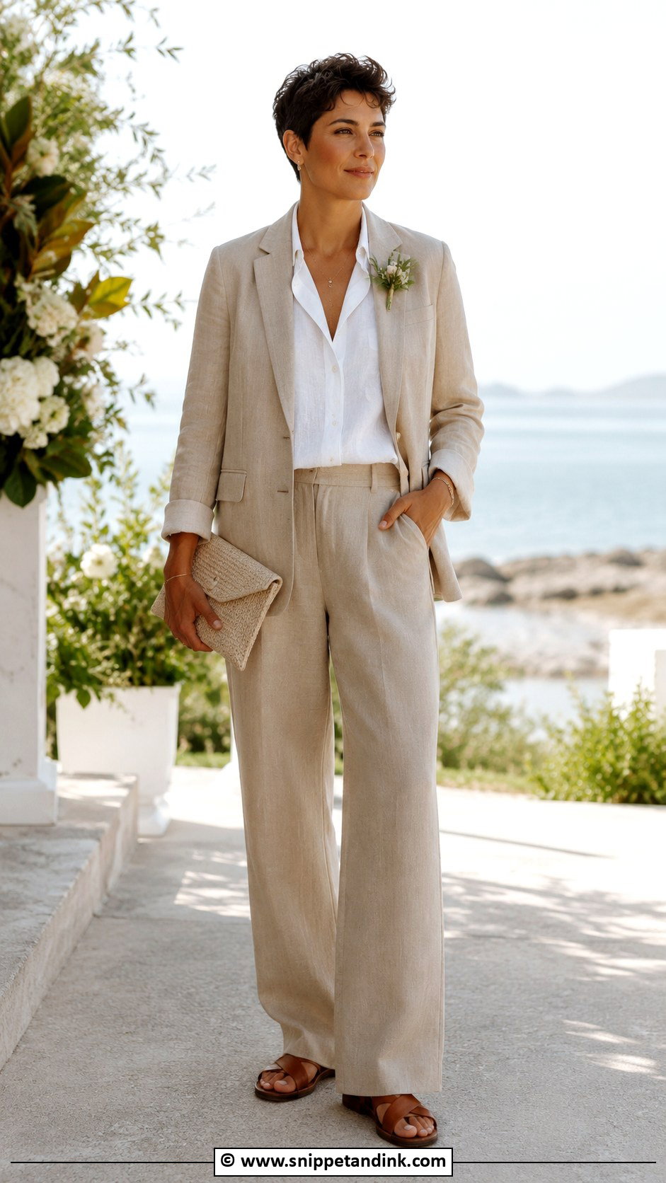 Non Binary Wedding Linen Suit Outfit - Snippet and Ink - 25 Non Binary Wedding Outfit Ideas