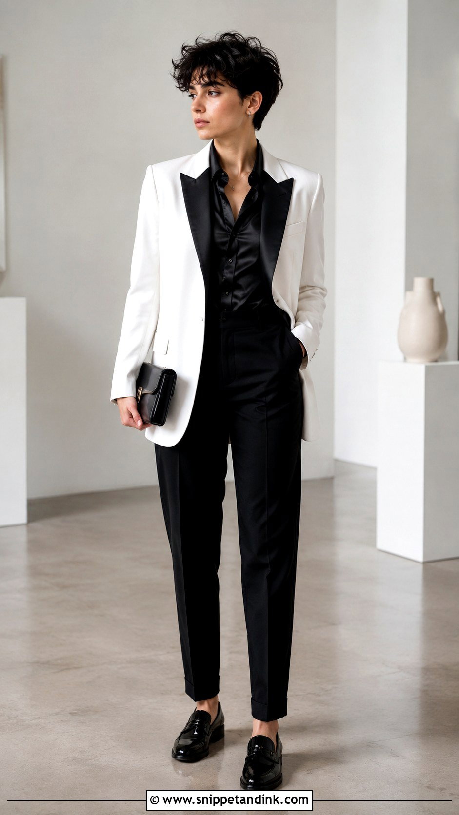 Nonbinary Wedding Black And White Outfit - Snippet and Ink - 25 Nonbinary Wedding Outfit Ideas