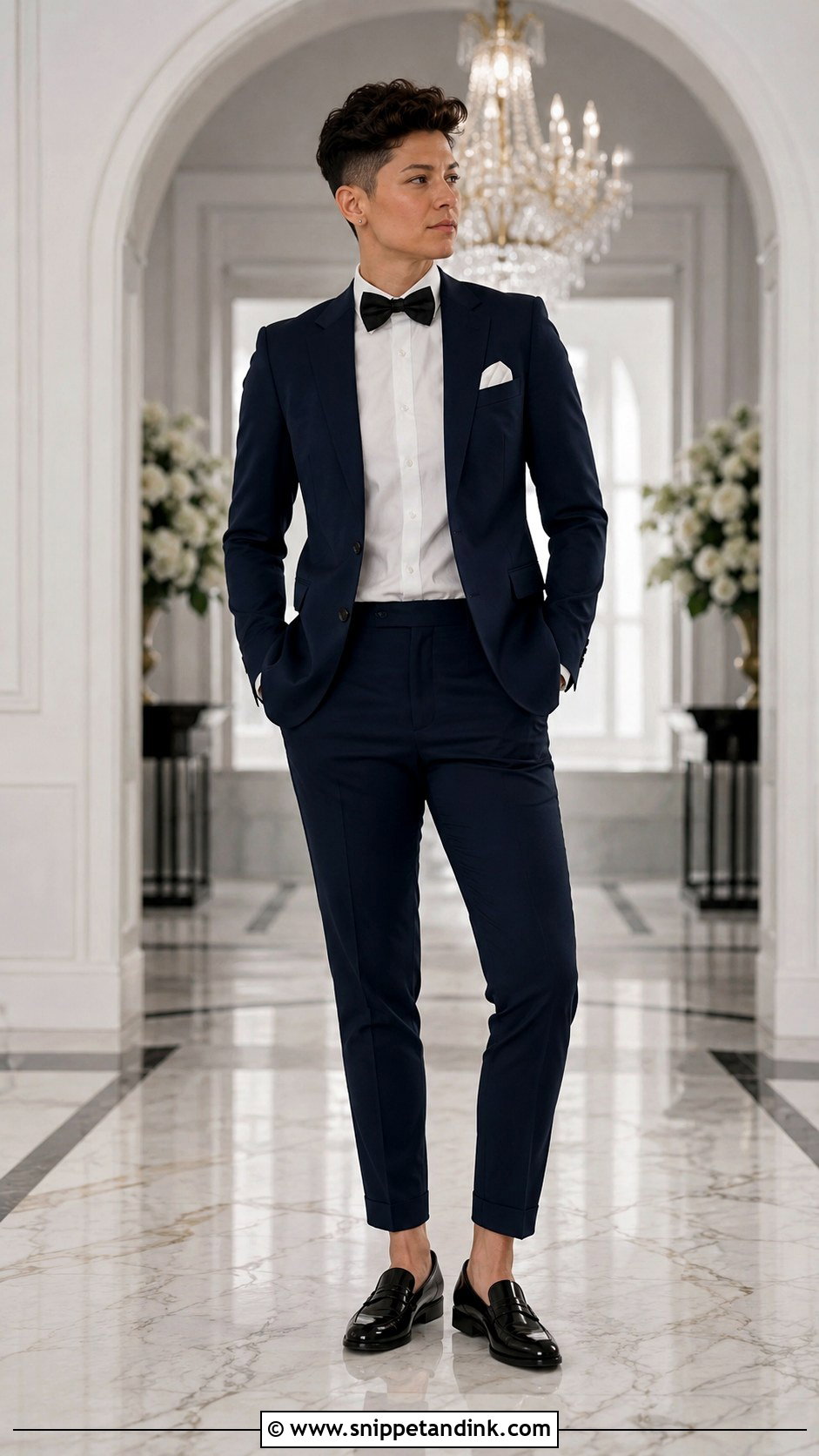 Nonbinary Wedding Bow Tie And Suit Outfit - Snippet and Ink - 25 Nonbinary Wedding Outfit Ideas