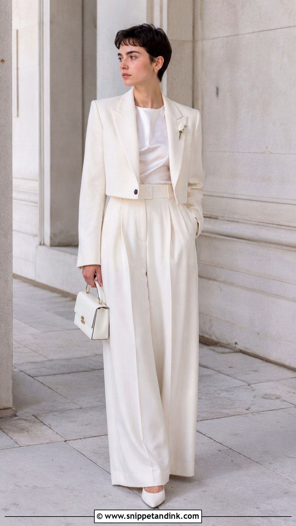 Nonbinary Wedding High Waist Pants And Crop Blazer - Snippet and Ink - 25 Nonbinary Wedding Outfit Ideas
