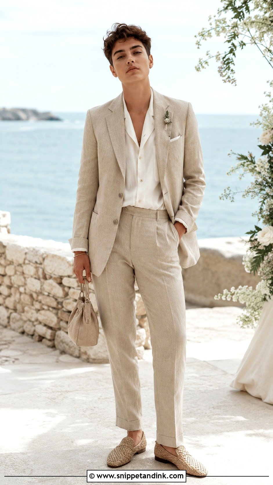 Nonbinary Wedding Linen Suit Outfit - Snippet and Ink - 25 Nonbinary Wedding Outfit Ideas