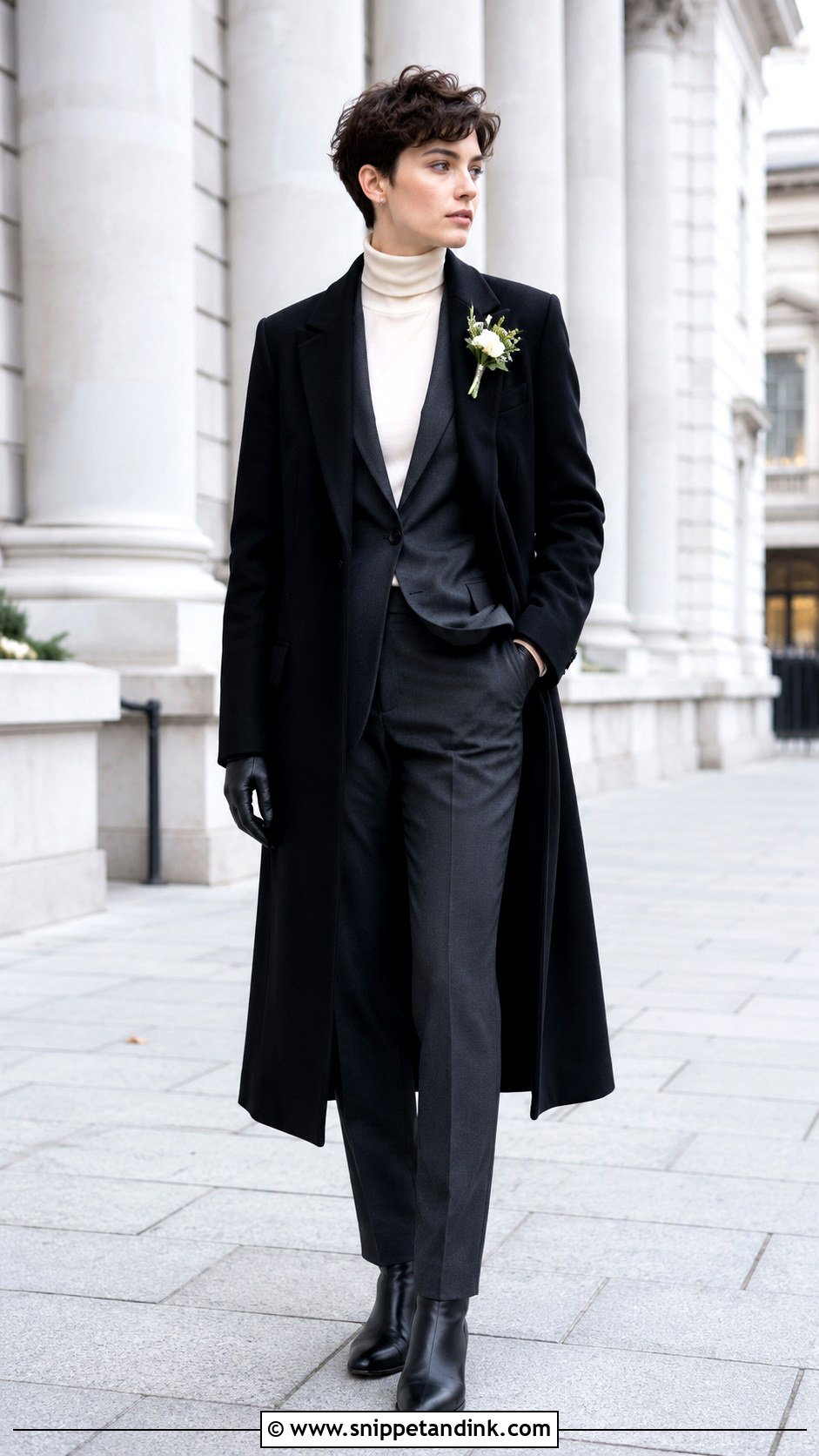 Nonbinary Wedding Long Coat And Suit Outfit - Snippet and Ink - 25 Nonbinary Wedding Outfit Ideas