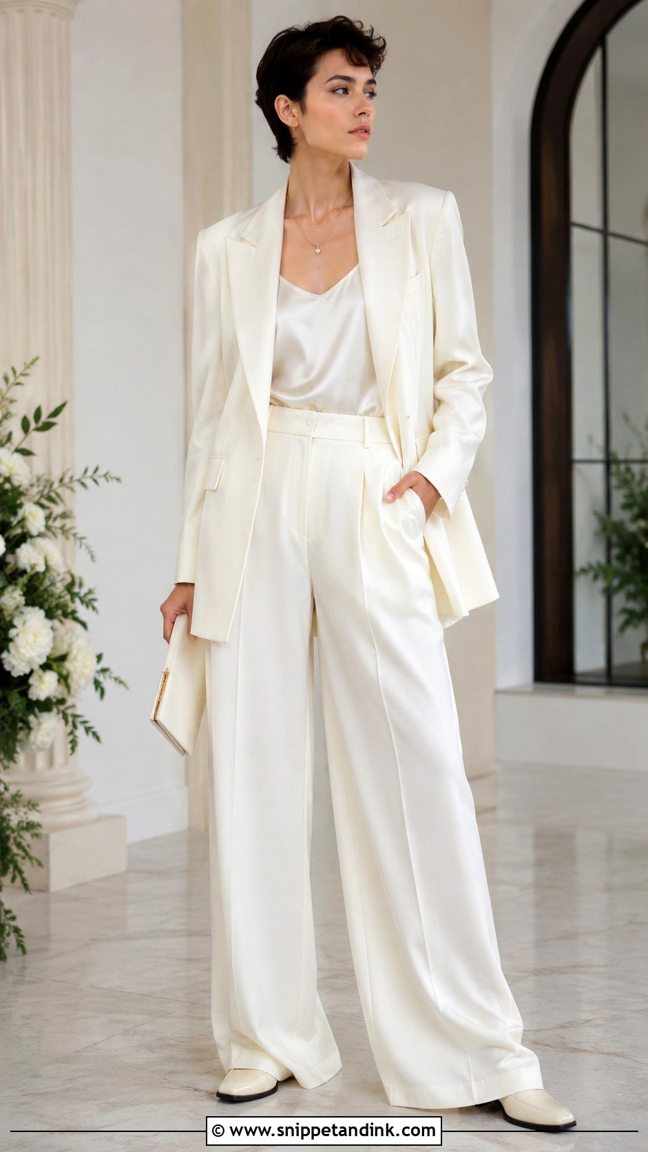 Nonbinary Wedding Suit With Wide Leg Trousers - Snippet and Ink - 25 Nonbinary Wedding Outfit Ideas