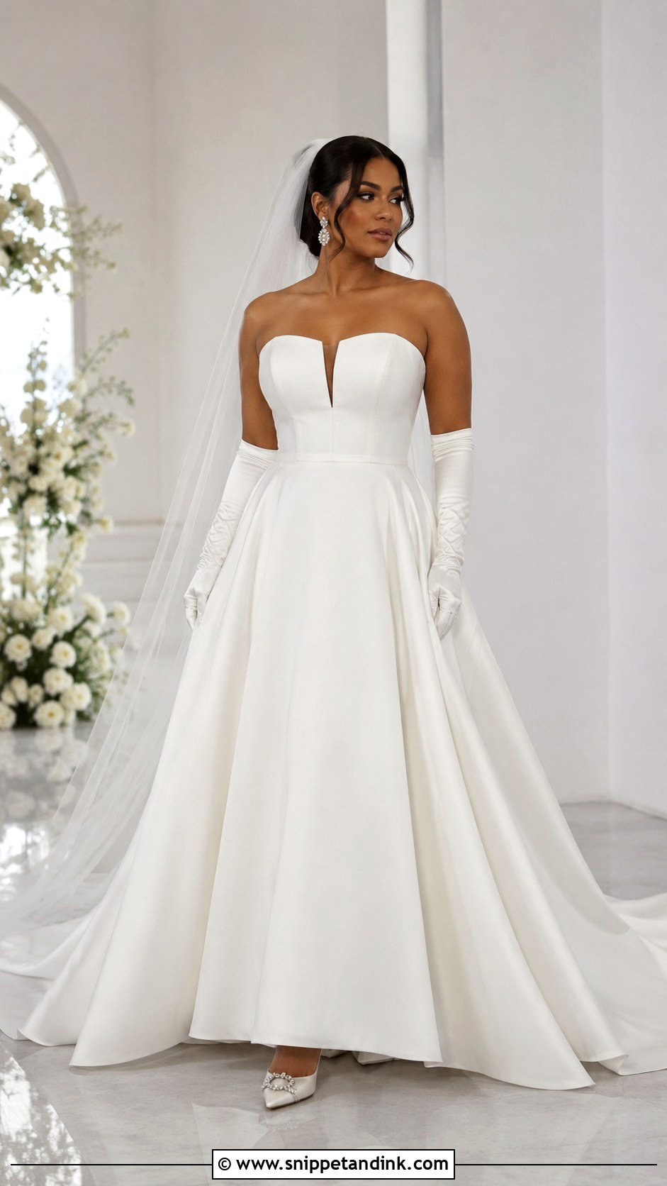 Notched Strapless A Line Wedding Dress - Snippet and Ink - 20 Large Bust Wedding Dress Ideas