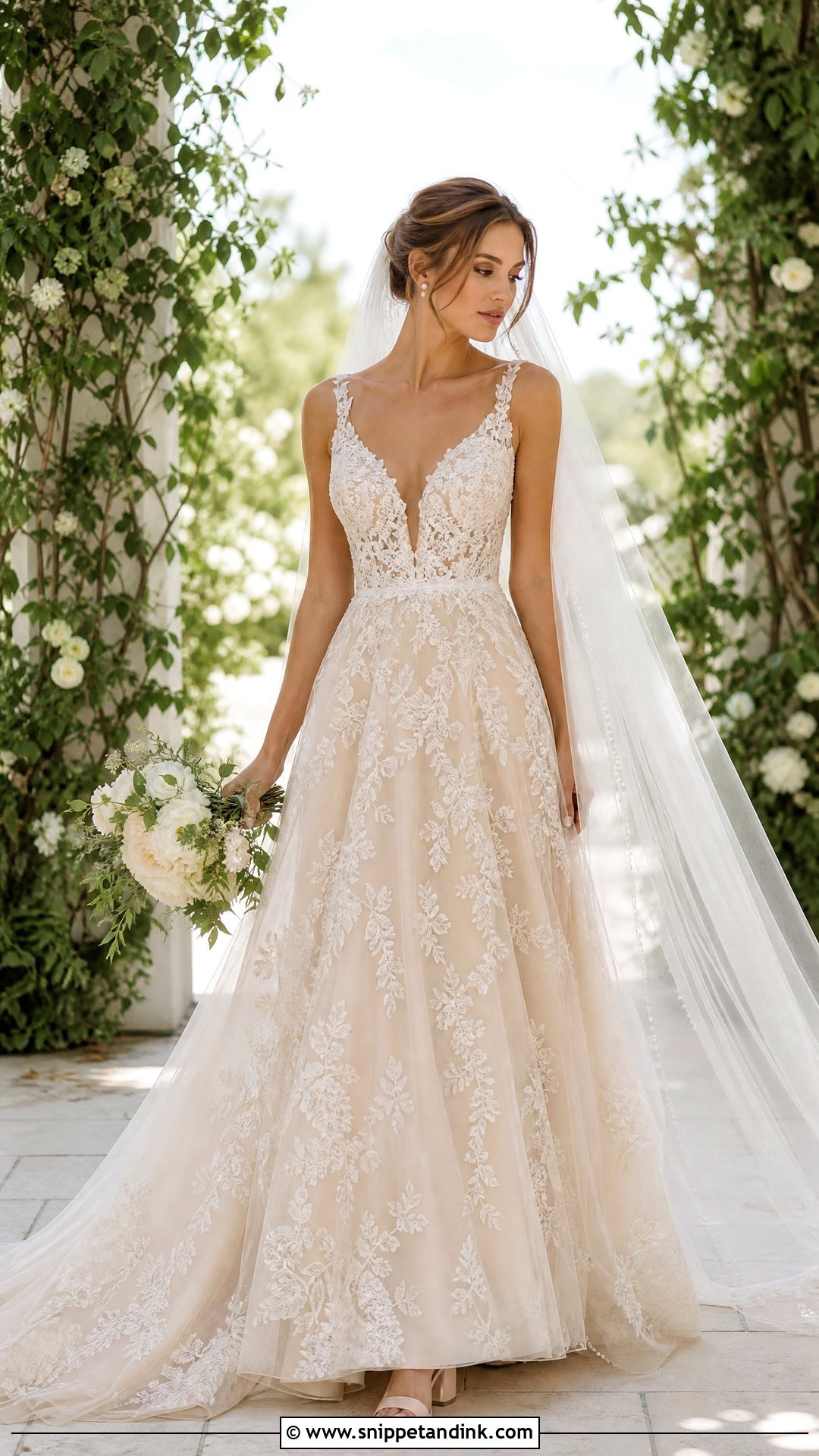 Nude A Line Wedding Dress - Snippet and Ink - 25 Nude Wedding Dress Ideas