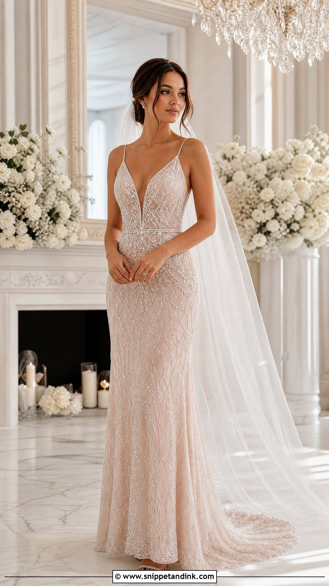 Nude Beaded Wedding Dress - Snippet and Ink - 25 Nude Wedding Dress Ideas