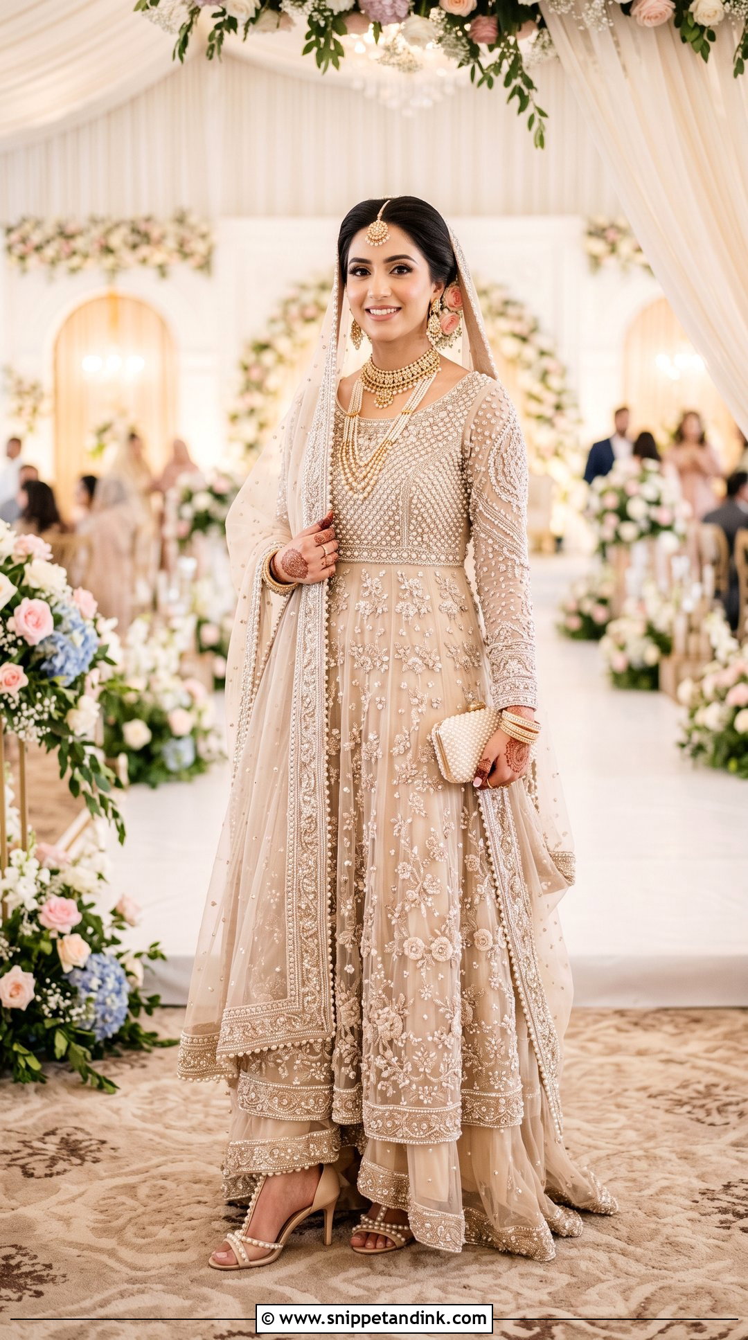 Nude Beige Pearl Walima Maxi Dress - Snippet and Ink - 20 Bridal Walima Maxi Dress Pakistani Ideas