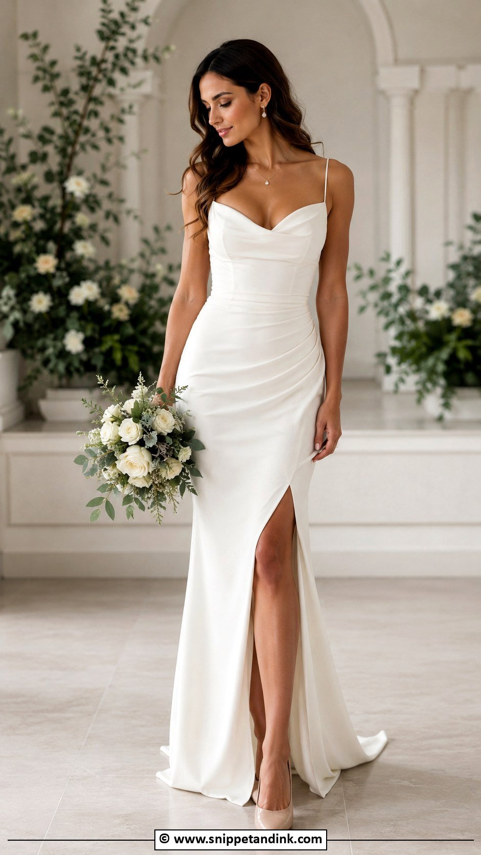 Nude Bridal Heels With A Fitted Wedding Dress - Snippet and Ink - 30 Bridal Footwear Ideas