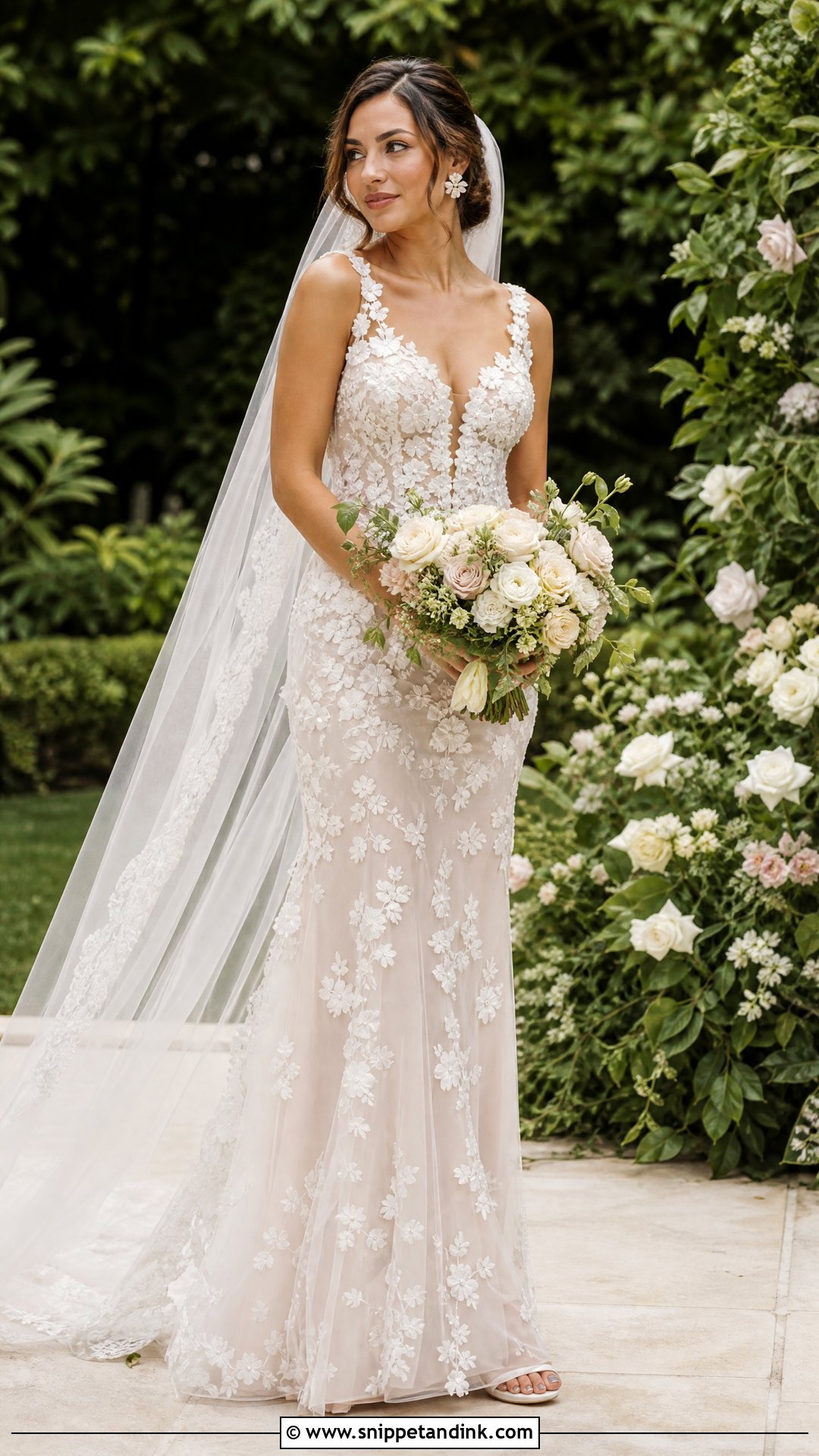 Nude Floral Wedding Dress - Snippet and Ink - 25 Nude Wedding Dress Ideas