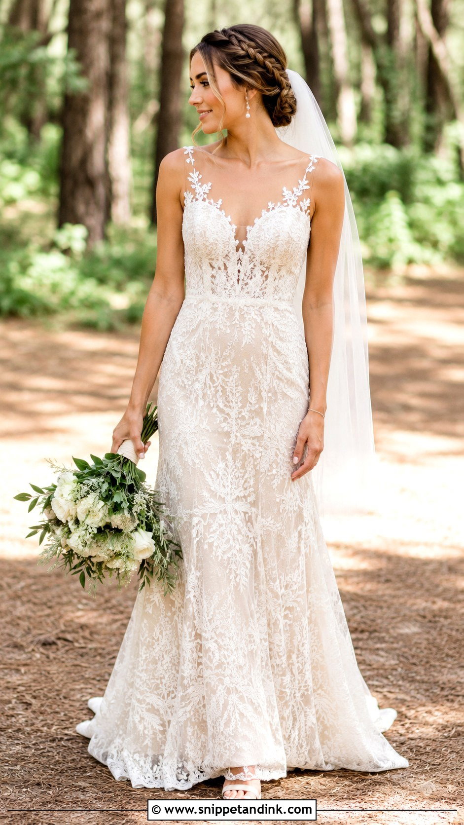 Nude Lace Bohemian Wedding Dress With An Illusion Bodice - Snippet and Ink - 20 Earthy Wedding Dress Bohemian Ideas
