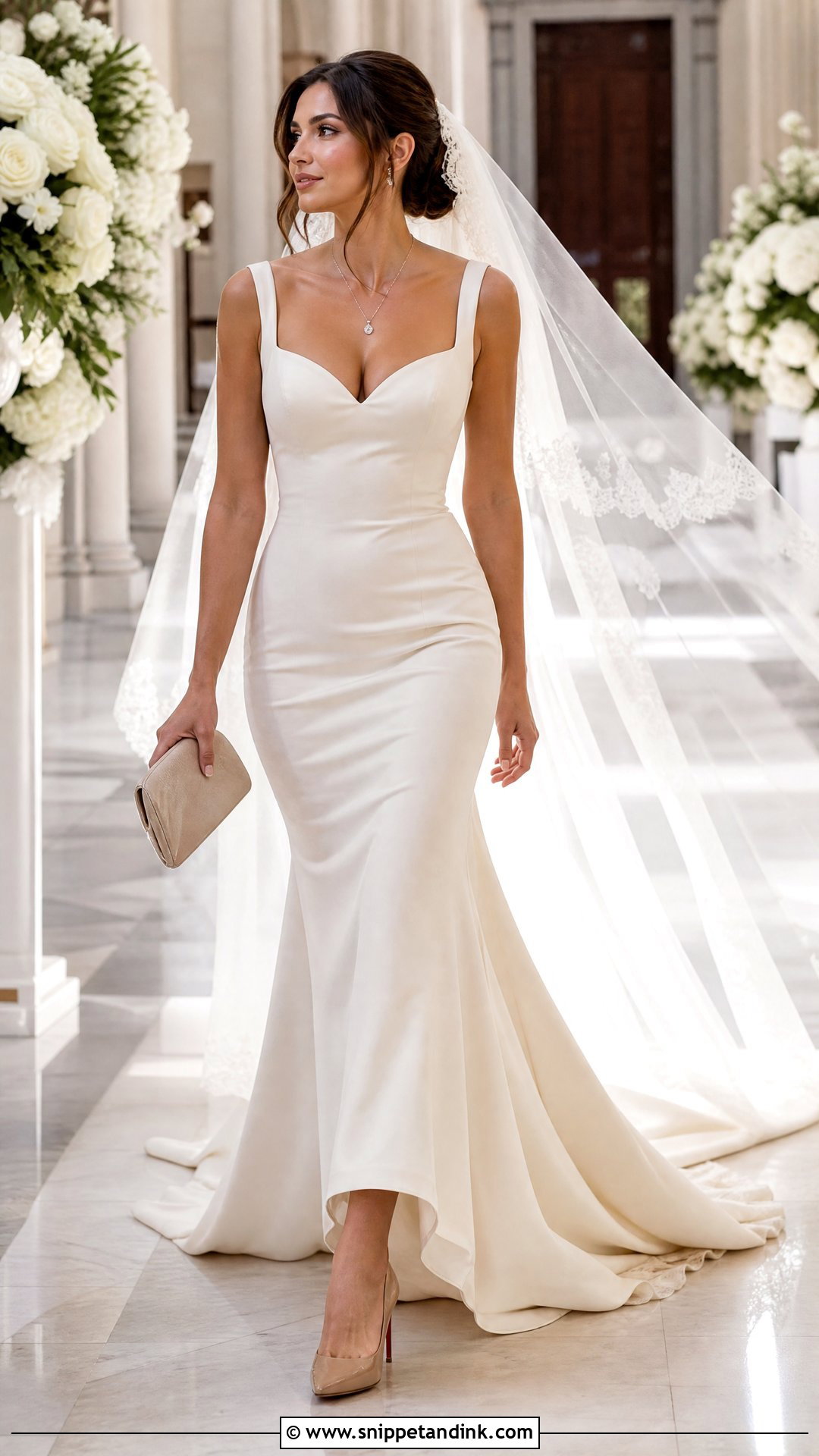Nude Louboutin Pumps With A Cathedral Veil Gown - Snippet and Ink - 20 Wedding Louboutins Ideas