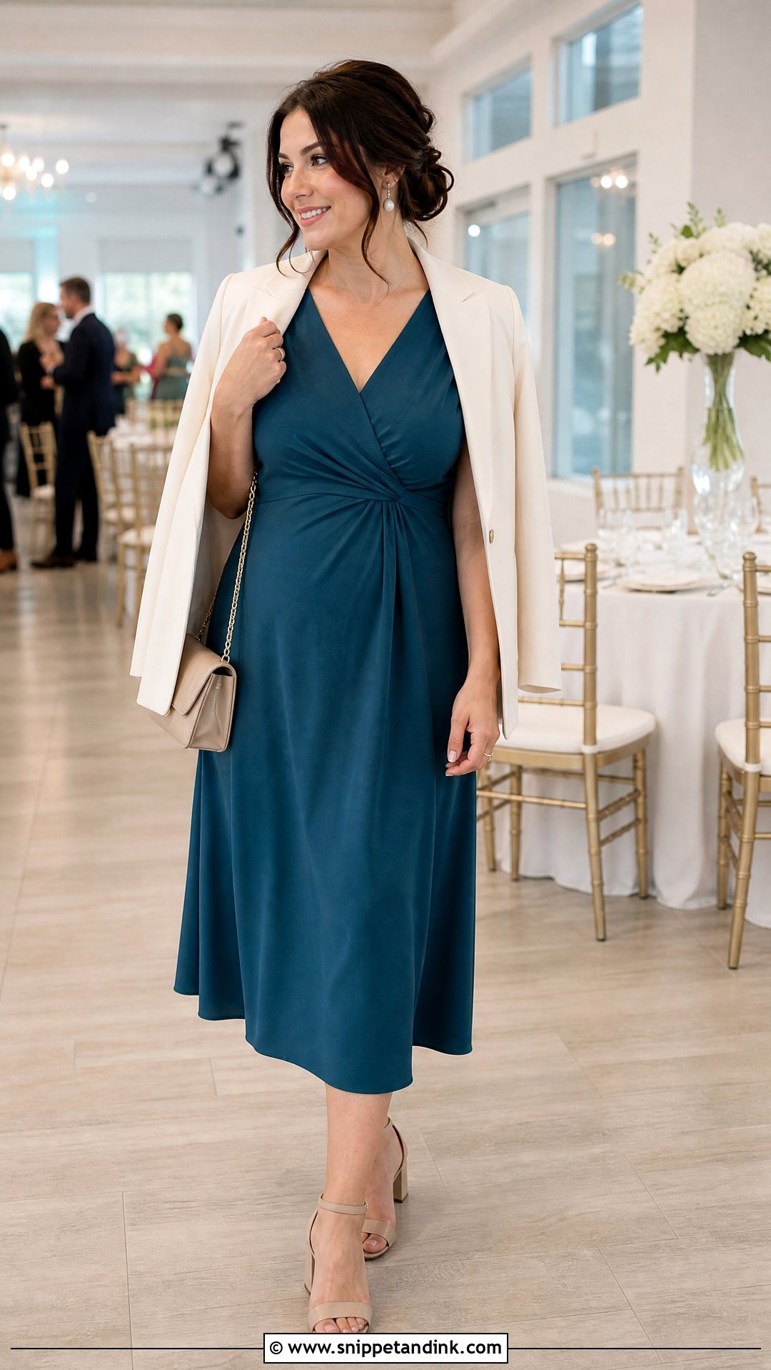 Nursing Postpartum Wedding Guest Dress With Slingback Heels - Snippet and Ink - 20 Postpartum Dresses for Wedding