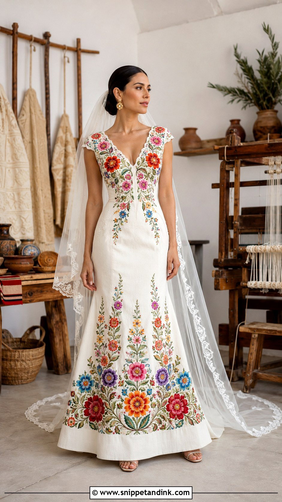 Oaxaca Embroidered Mexican Wedding Dress - Snippet and Ink - 20 Mexican Style Wedding Dresses
