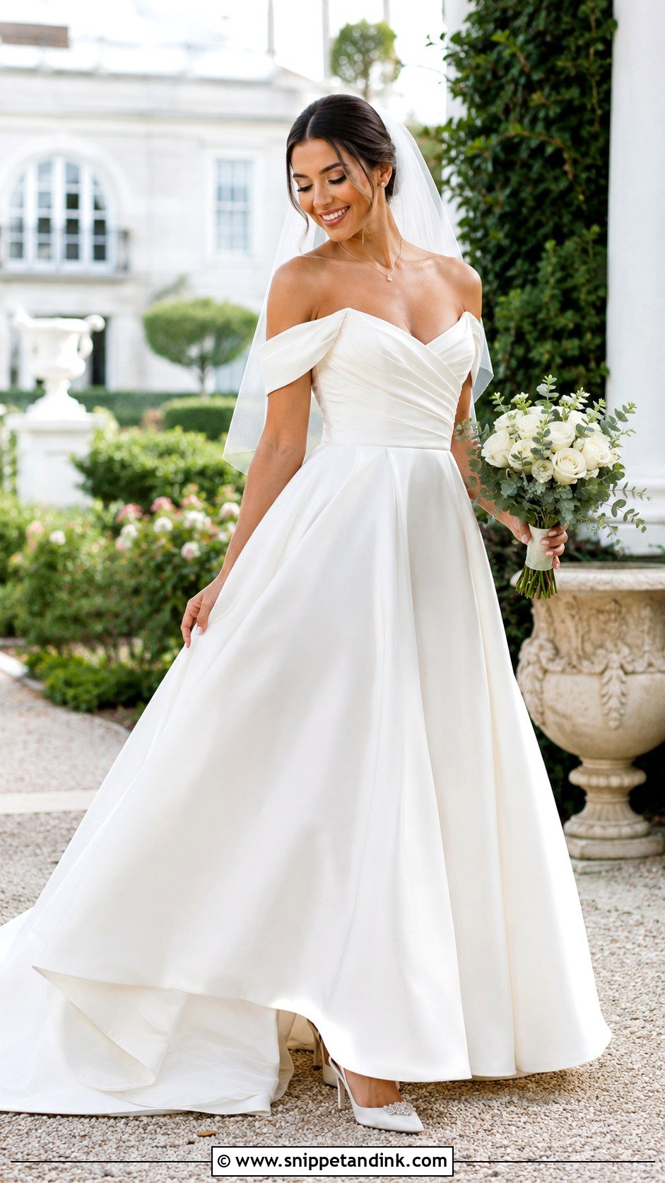 Off Shoulder A Line Bridal Gown - Snippet and Ink - 20 Bridal Fits Ideas