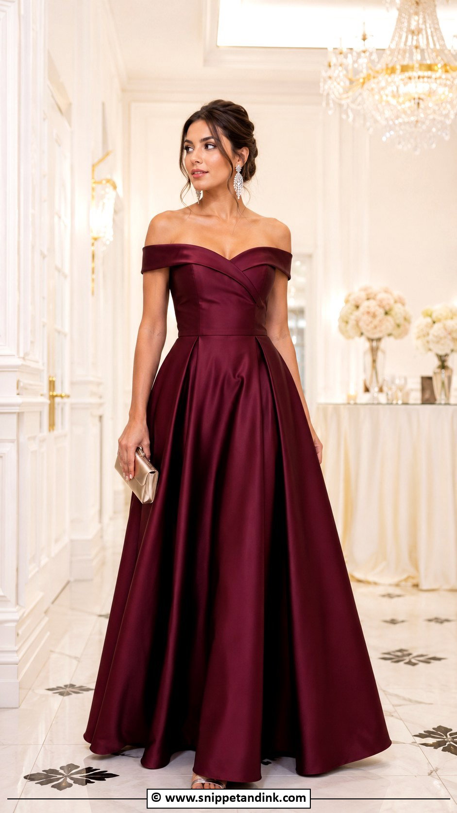 Off Shoulder A Line Gown - Snippet and Ink - 25 A Line Gown Styles