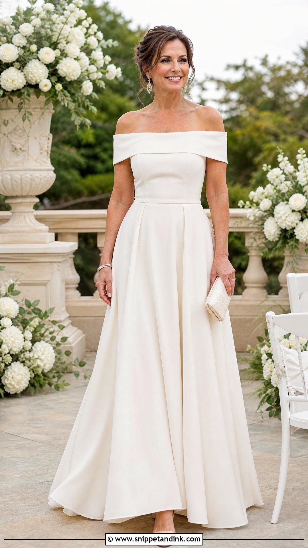 Off Shoulder A Line Vow Renewal Dress - Snippet and Ink - 20 Vowel Renewal Dresses Ideas