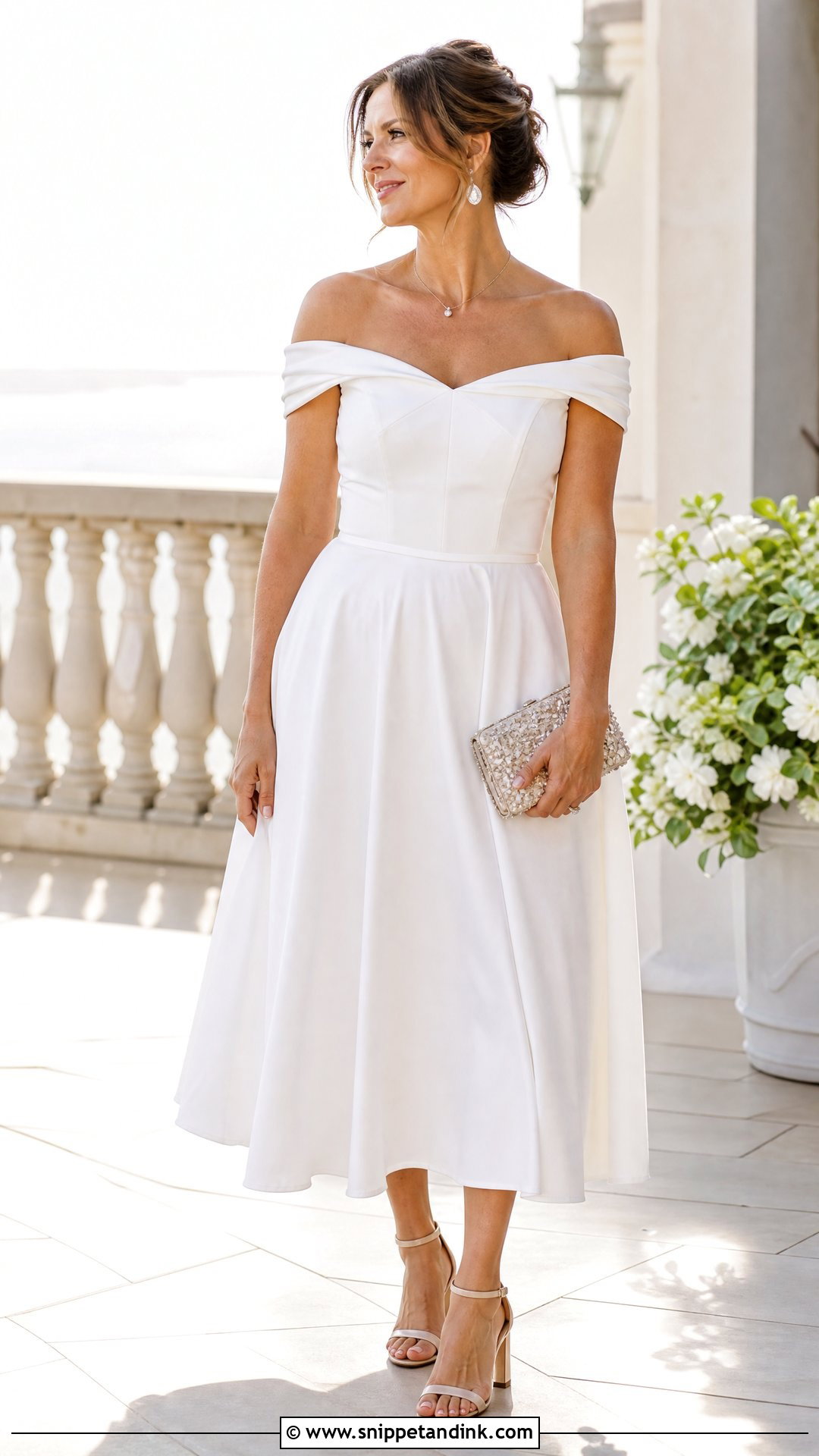 Off Shoulder A Line Vow Renewal Dress - Snippet and Ink - 20 Vow Renewal Dresses Ideas