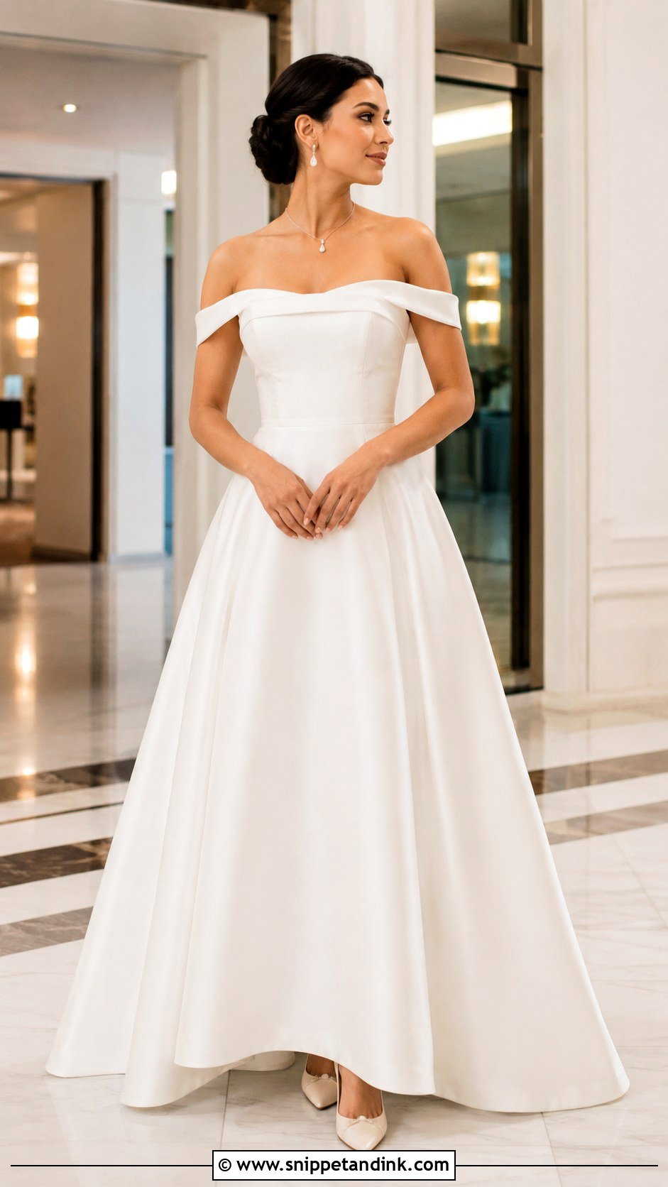 Off Shoulder A Line Wedding Dress - Snippet and Ink - 20 Comfortable Wedding Dress Ideas