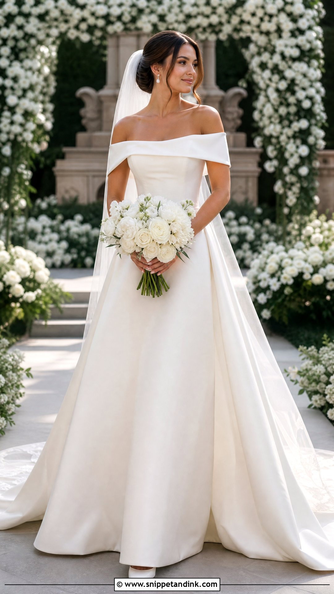 Off Shoulder A Line Wedding Dress - Snippet and Ink - 20 Wedding Vogue Ideas