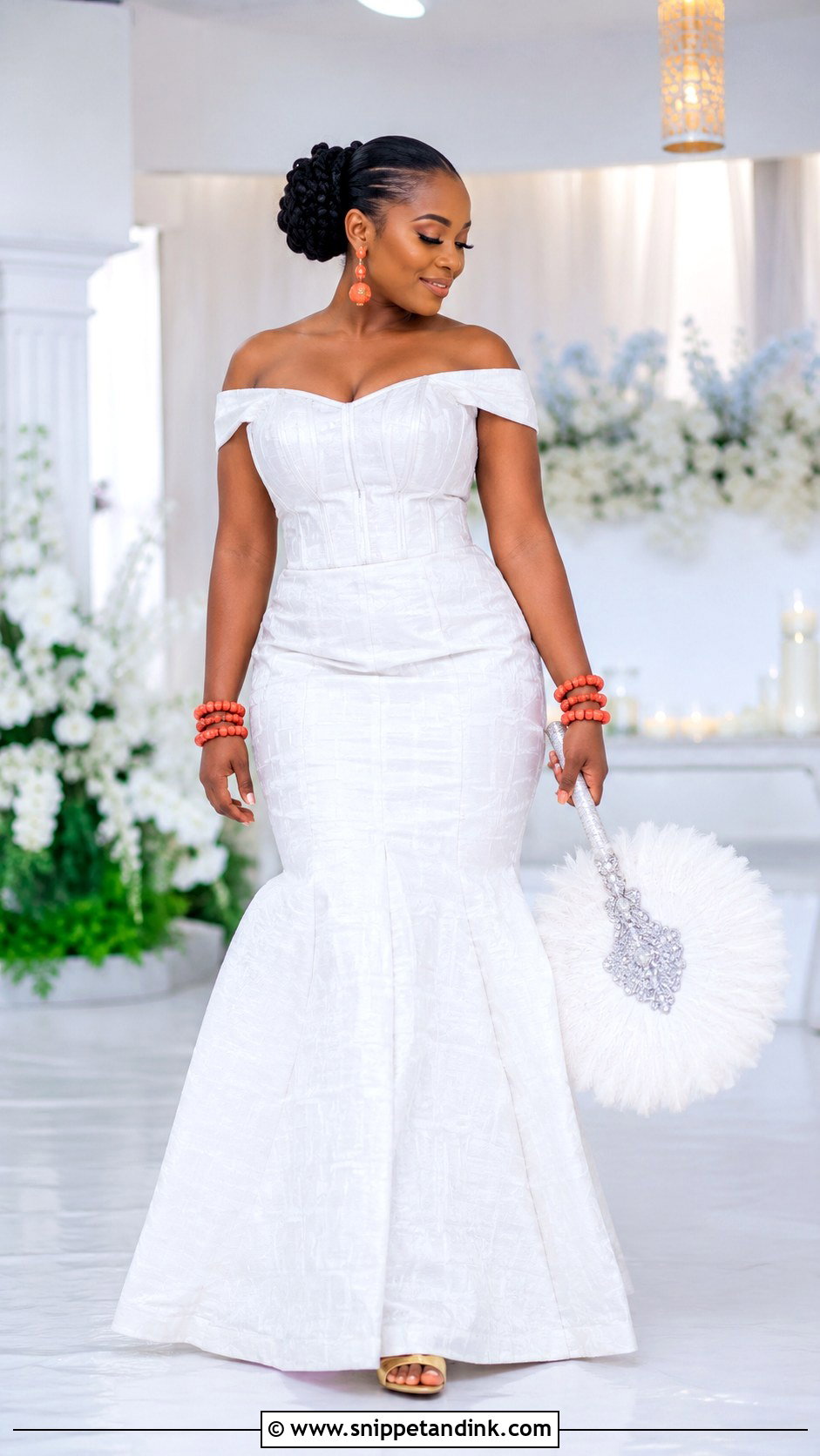 Off Shoulder Akwa Ocha Bridal Gown - Snippet and Ink - 20 Akwa Ocha Bride Styles