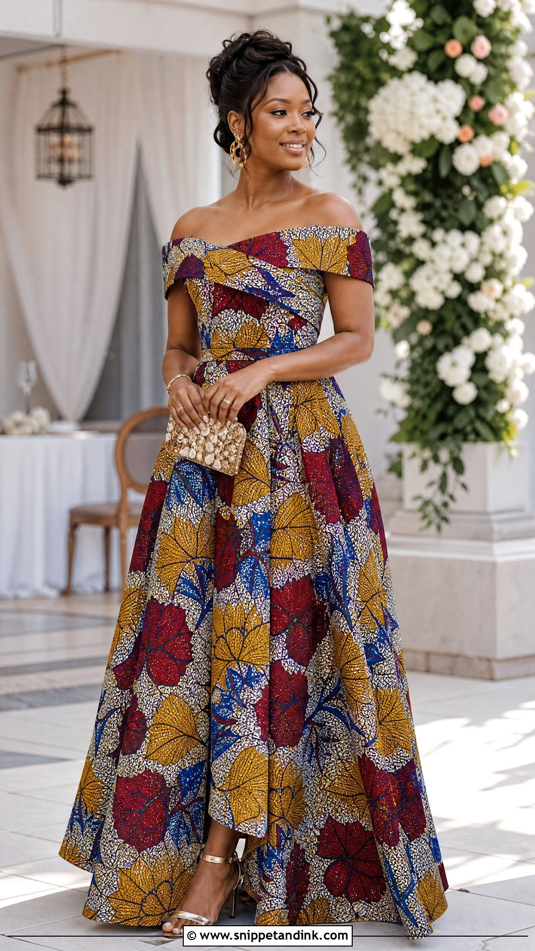 Off Shoulder Ankara Wedding Dress - Snippet and Ink - 25 Ankara Wedding Dress Ideas