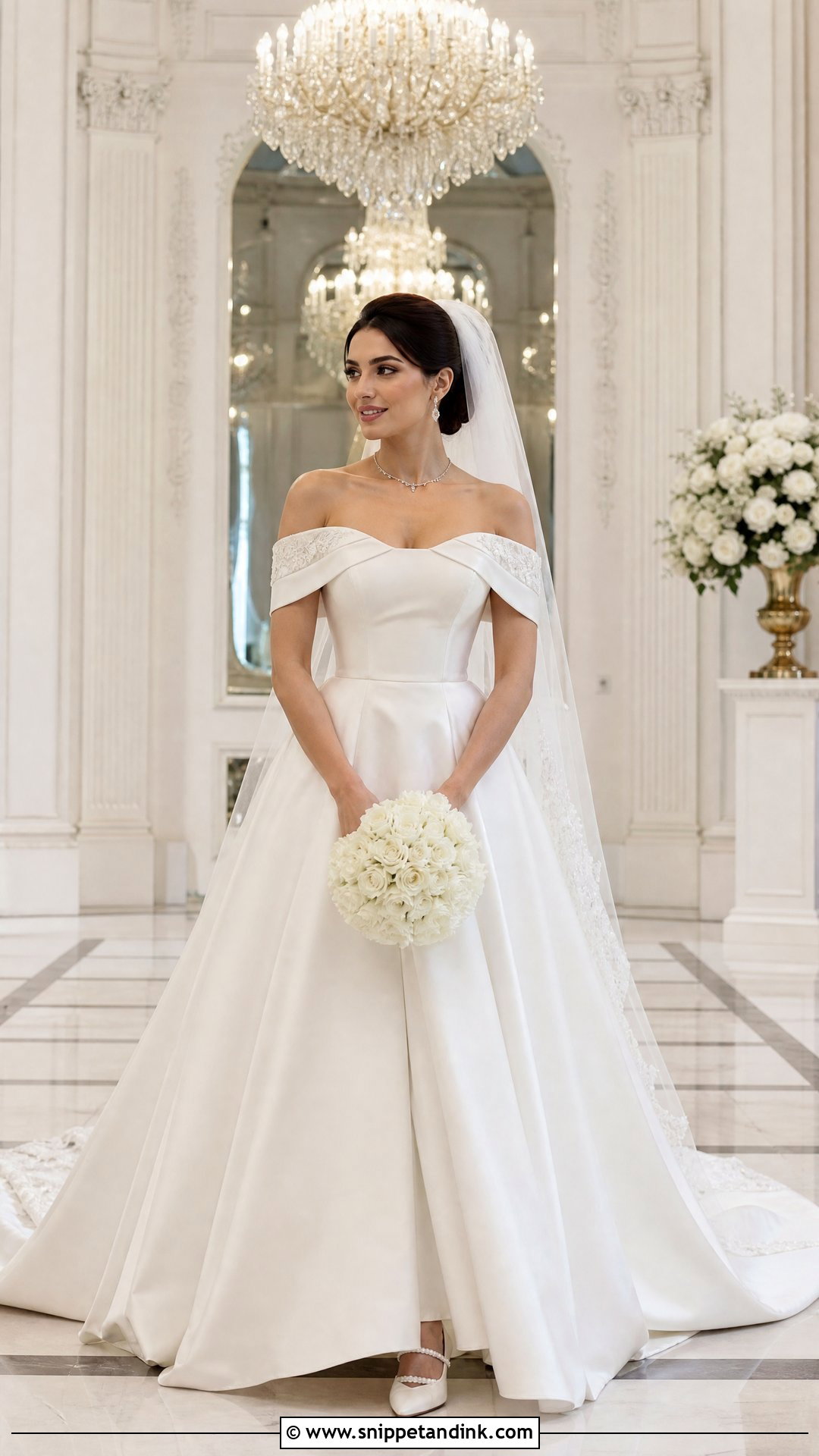 Off Shoulder Arab Wedding Dress - Snippet and Ink - 25 Arab Wedding Dresses