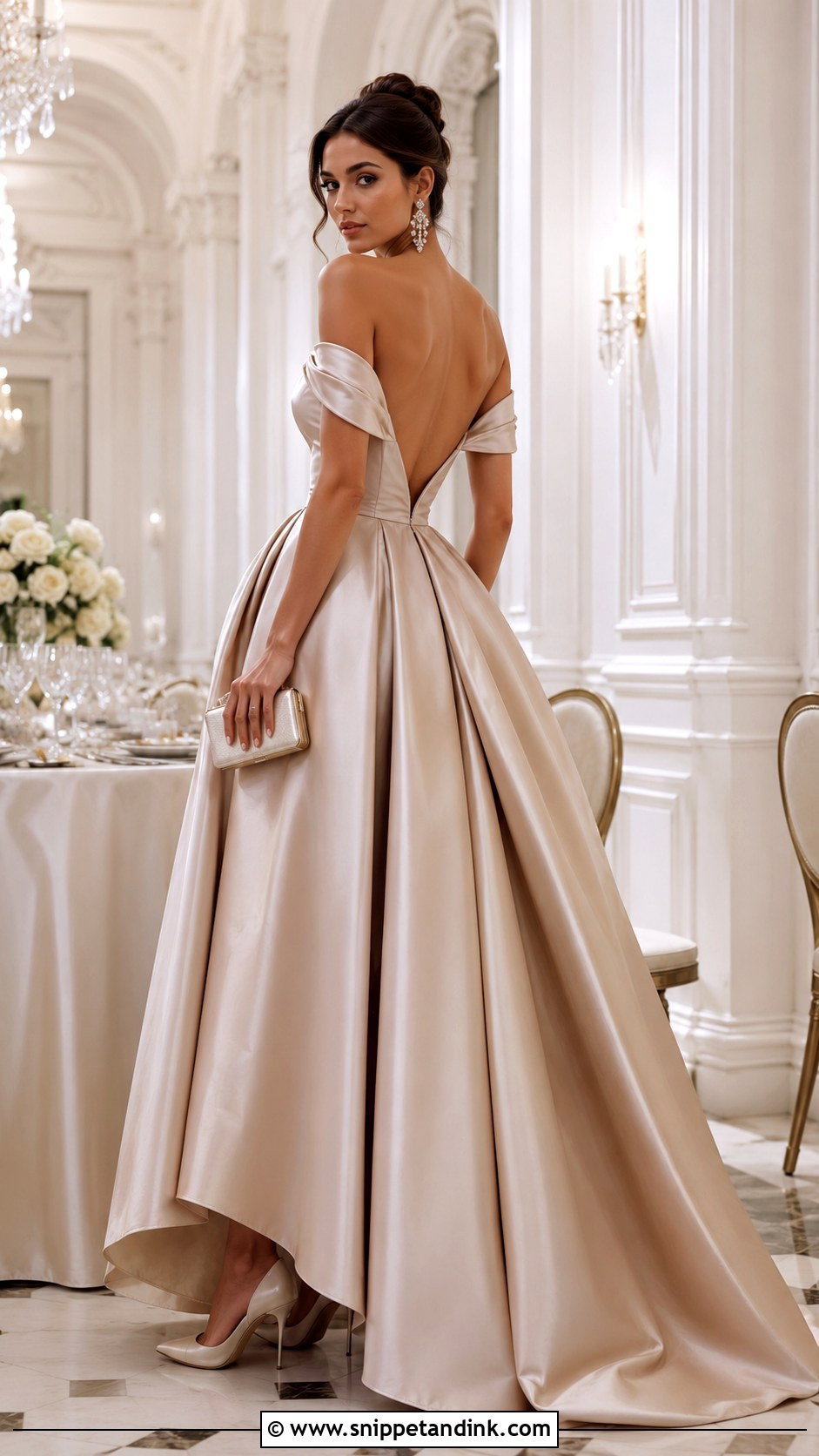 Off Shoulder Backless Ball Gown - Snippet and Ink - 20 Backless Ball Gown Ideas