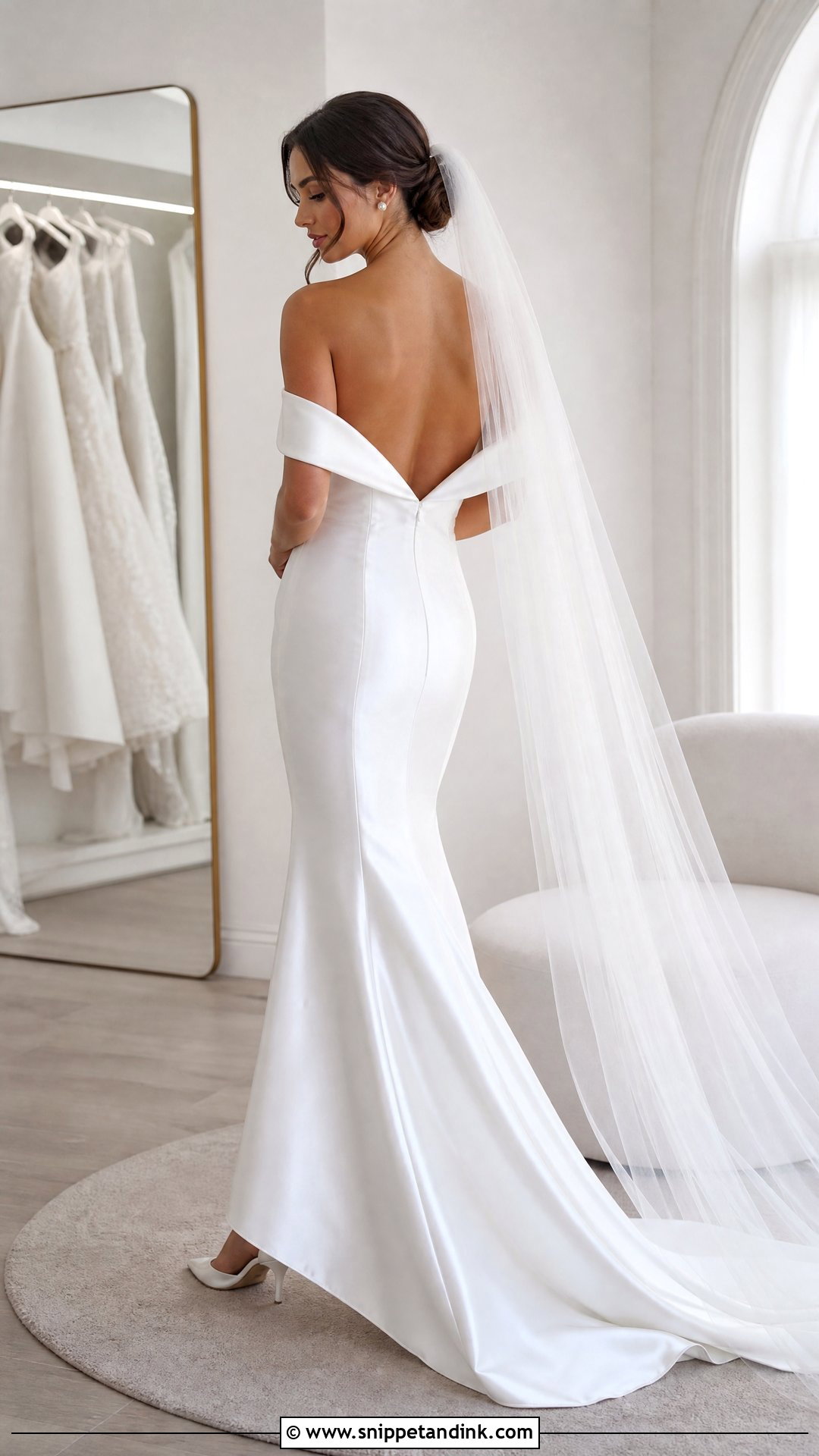 Off Shoulder Backless Wedding Dress - Snippet and Ink - 20 Simple Backless Wedding Dress Ideas