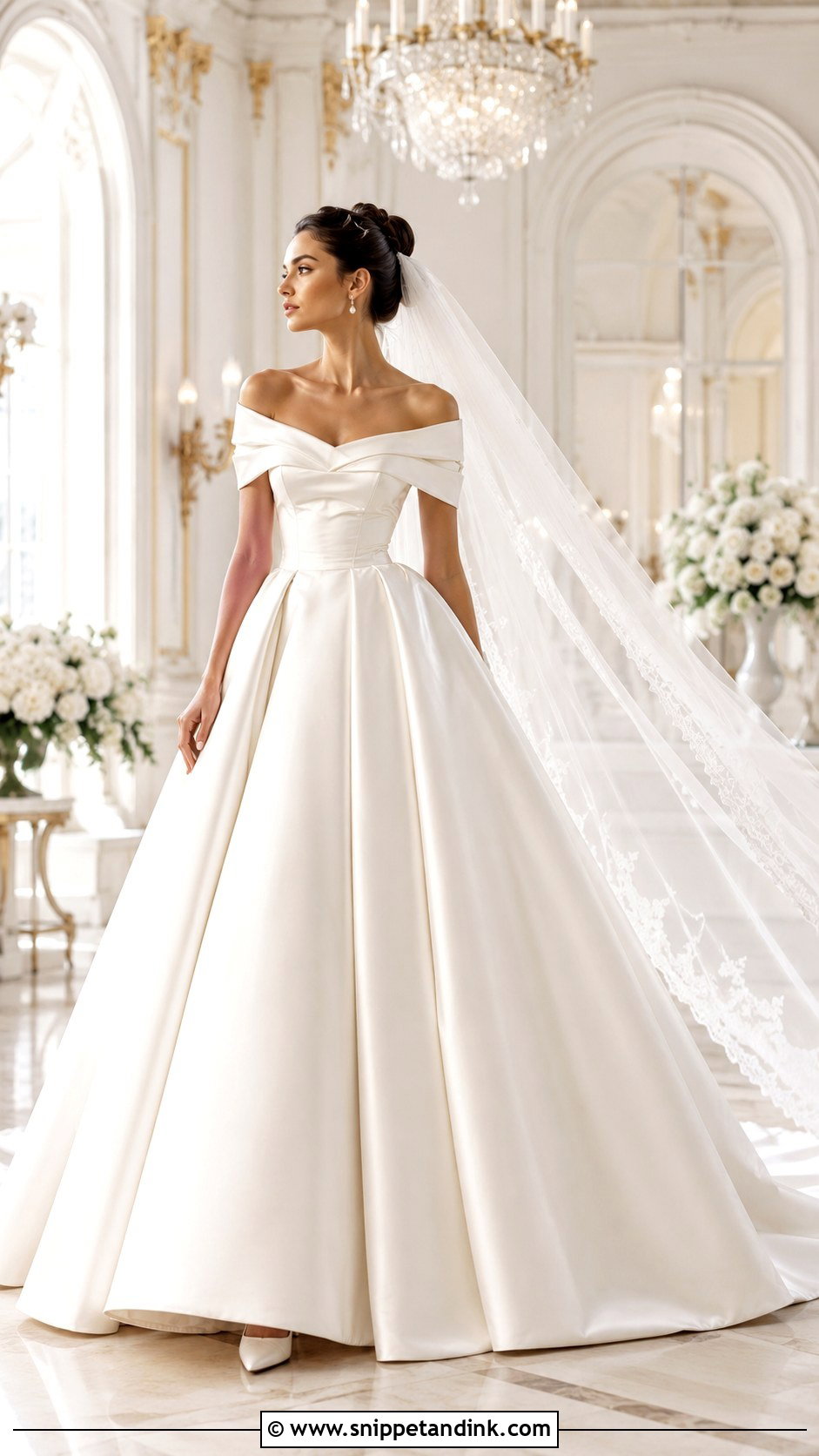 Off Shoulder Ball Gown Bride Outfit - Snippet and Ink - 25 Classy Bride Ideas