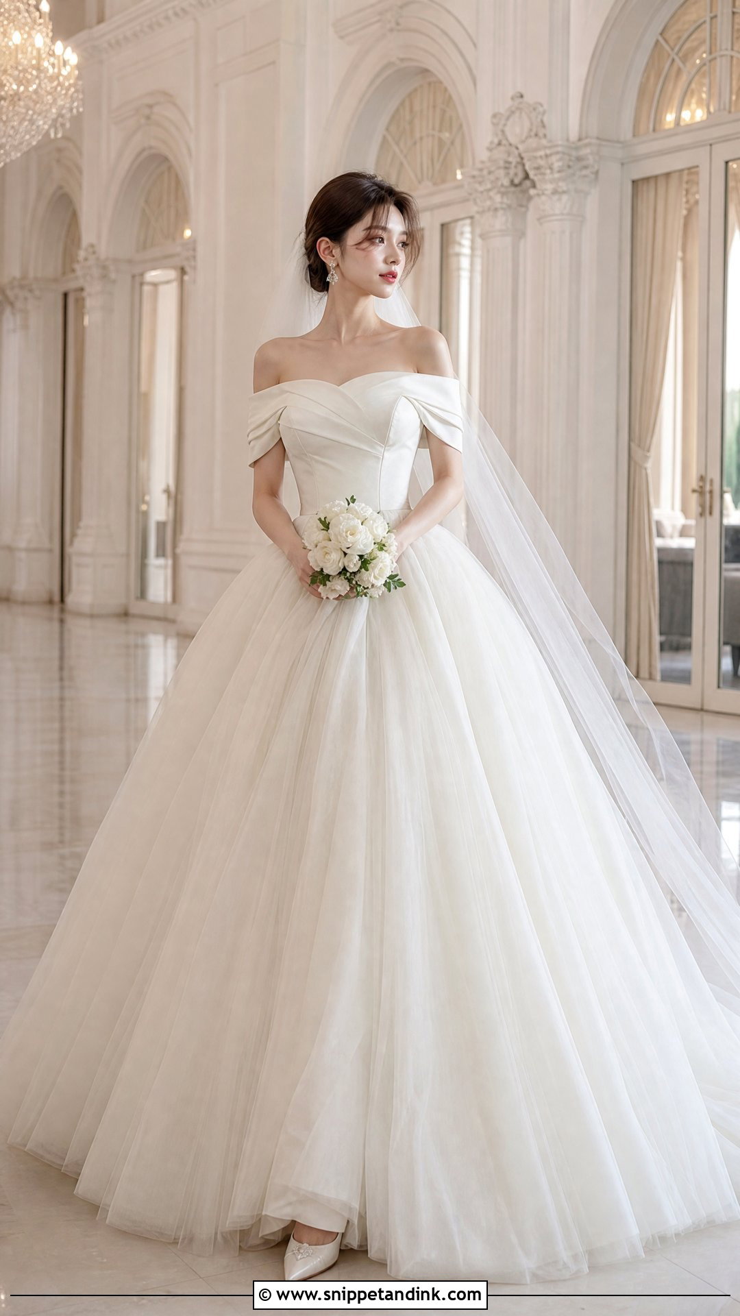 Off Shoulder Ball Gown Ulzzang Wedding Dress - Snippet and Ink - 20 Ulzzang Wedding Dress Ideas