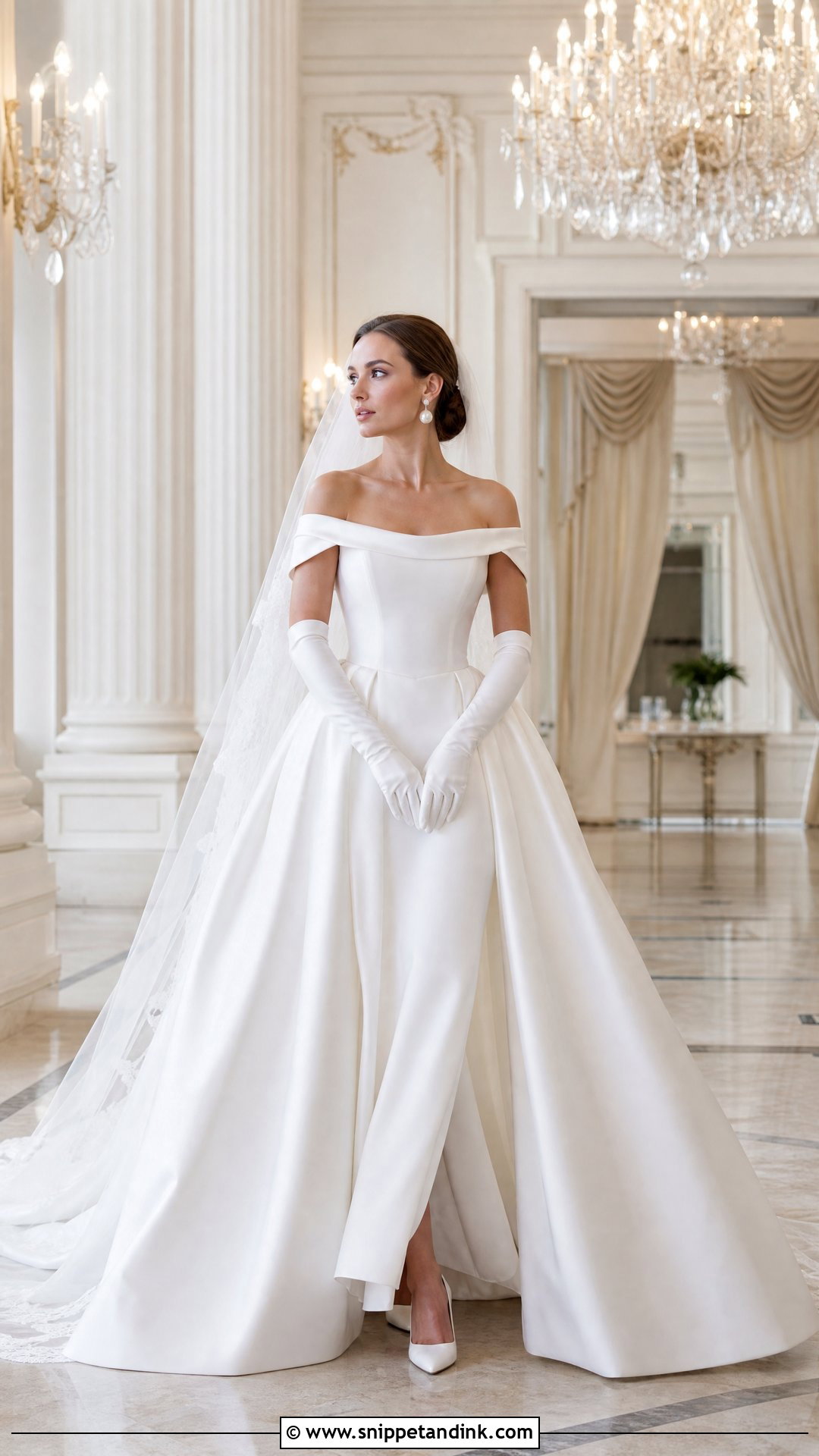Off Shoulder Ball Gown Wedding Dress - Snippet and Ink - 20 Vintage Glam Wedding Dress Ideas