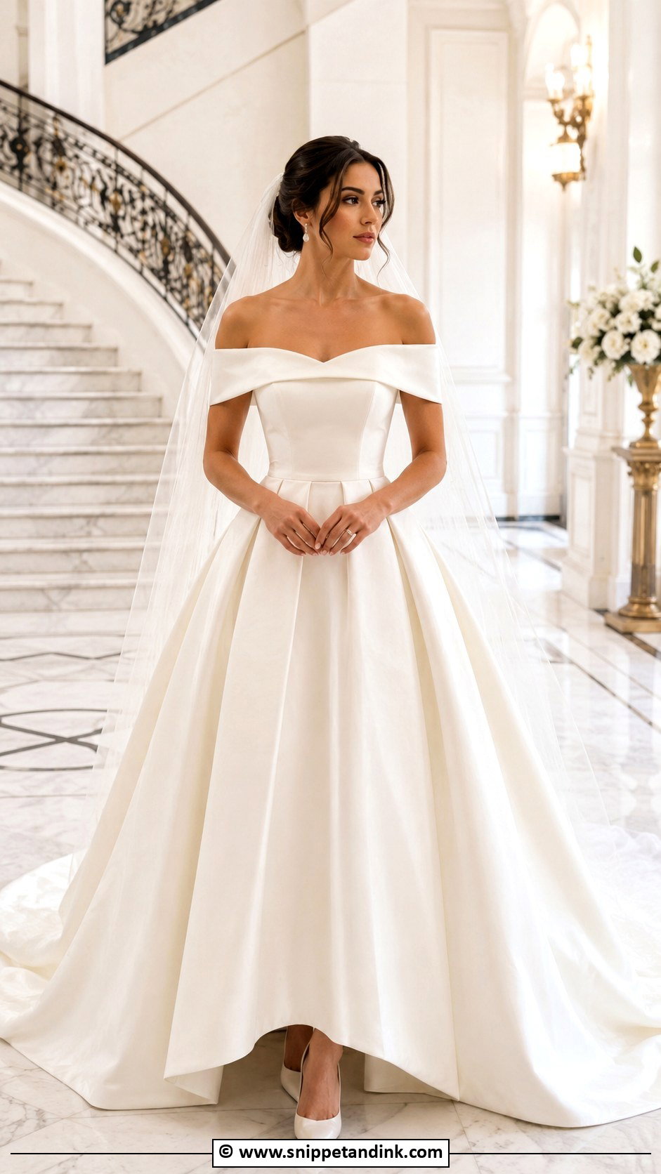 Off Shoulder Ball Gown Wedding Dress - Snippet and Ink - 35 Off Shoulder Wedding Dress Ideas