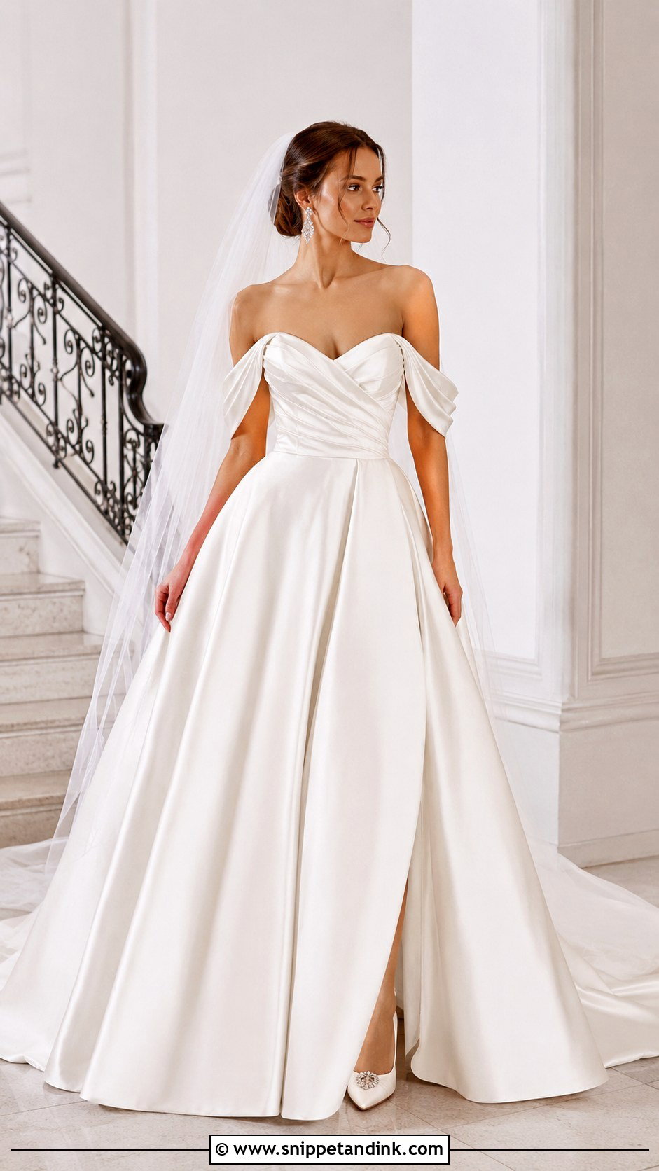 Off Shoulder Ball Gown Wedding Dress - Snippet and Ink - 30 Wedding Ball Gown Ideas