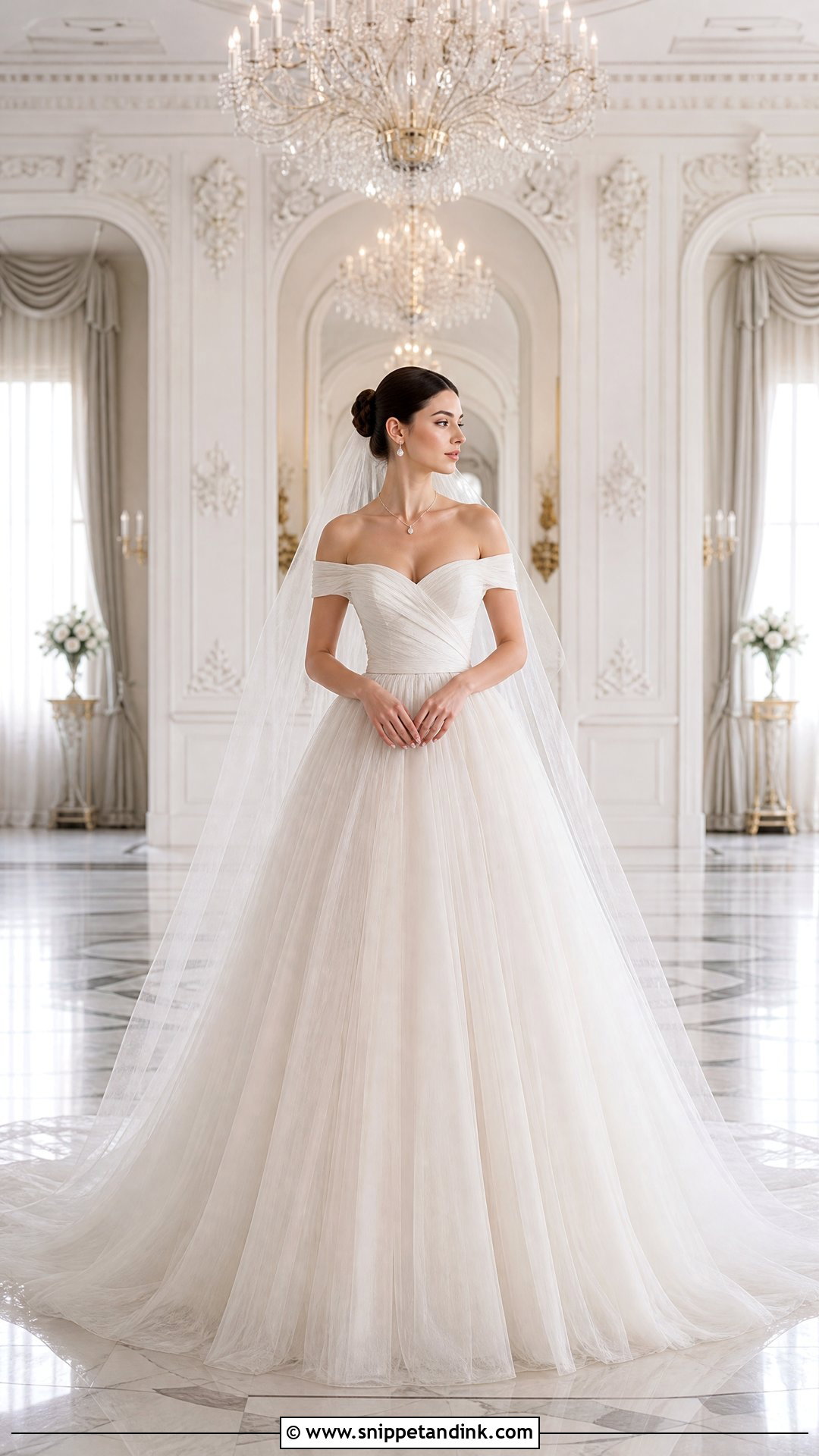 Off Shoulder Ball Gown Wedding Dress - Snippet and Ink - 20 Angelic Wedding Dress Ideas