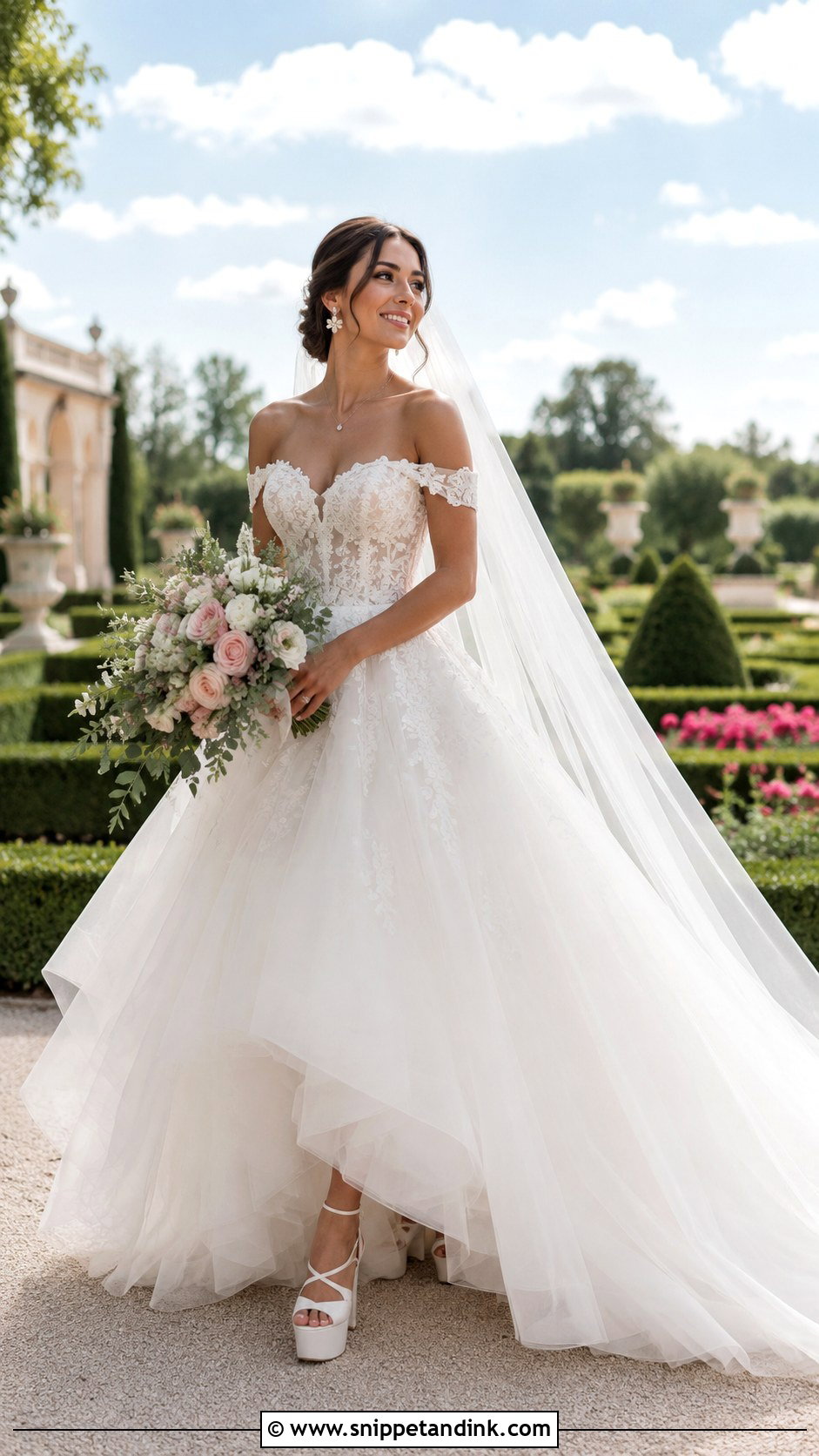 Off Shoulder Ball Gown Wedding Dress - Snippet and Ink - 20 Enchanted Garden Wedding Dress Ideas