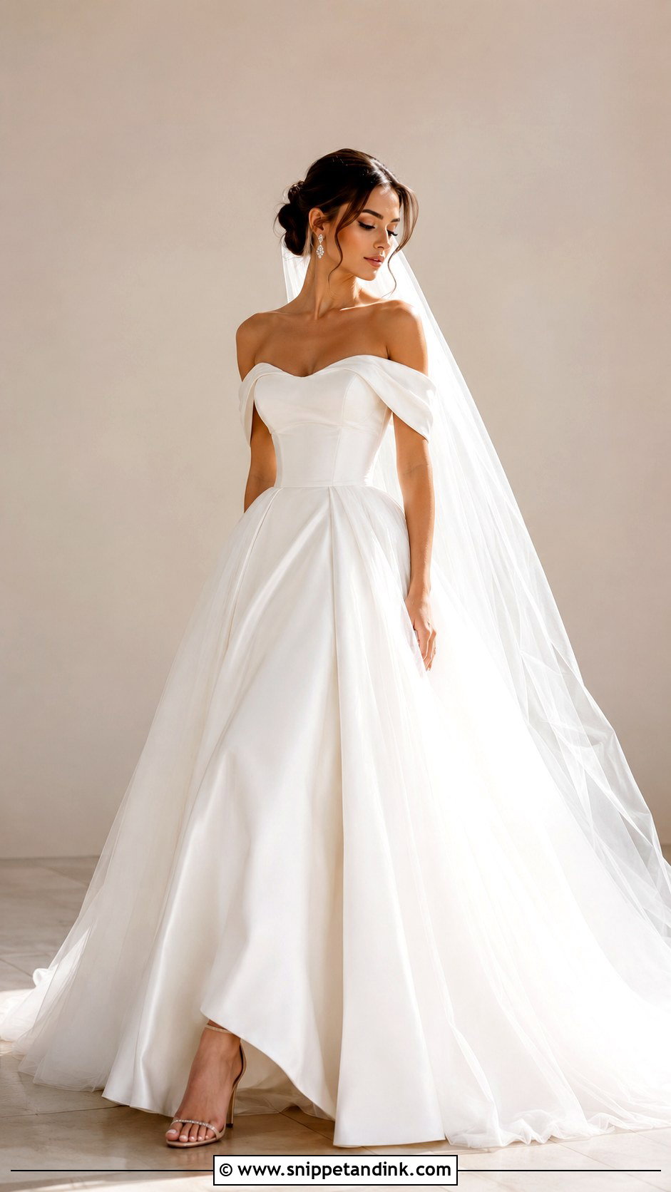Off Shoulder Ball Gown Wedding Dress With Sleeves - Snippet and Ink - 25 Ball Gown Wedding Dress with Sleeves